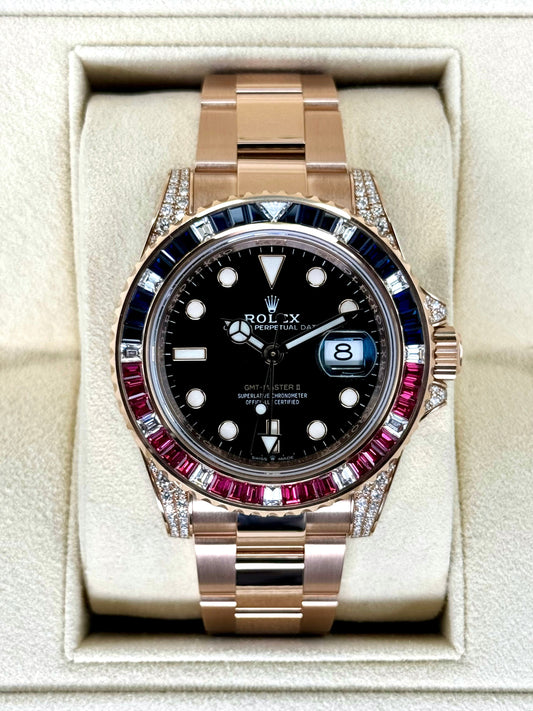 2021 Rolex GMT-Master II 40mm 126755SARU Rose Gold Sapphire and Ruby - MyWatchLLC