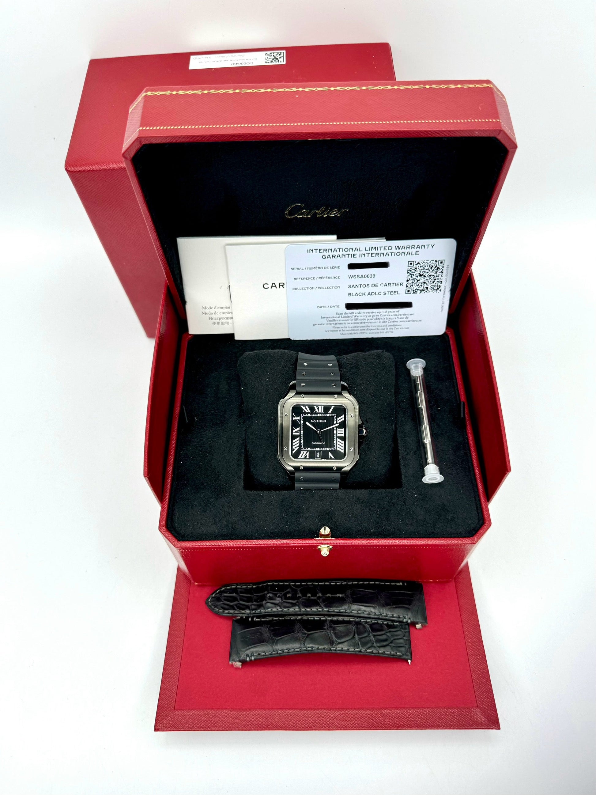 2023 Cartier Santos De Cartier 39.8mm WSSA0039 Black Steel Dial - MyWatchLLC