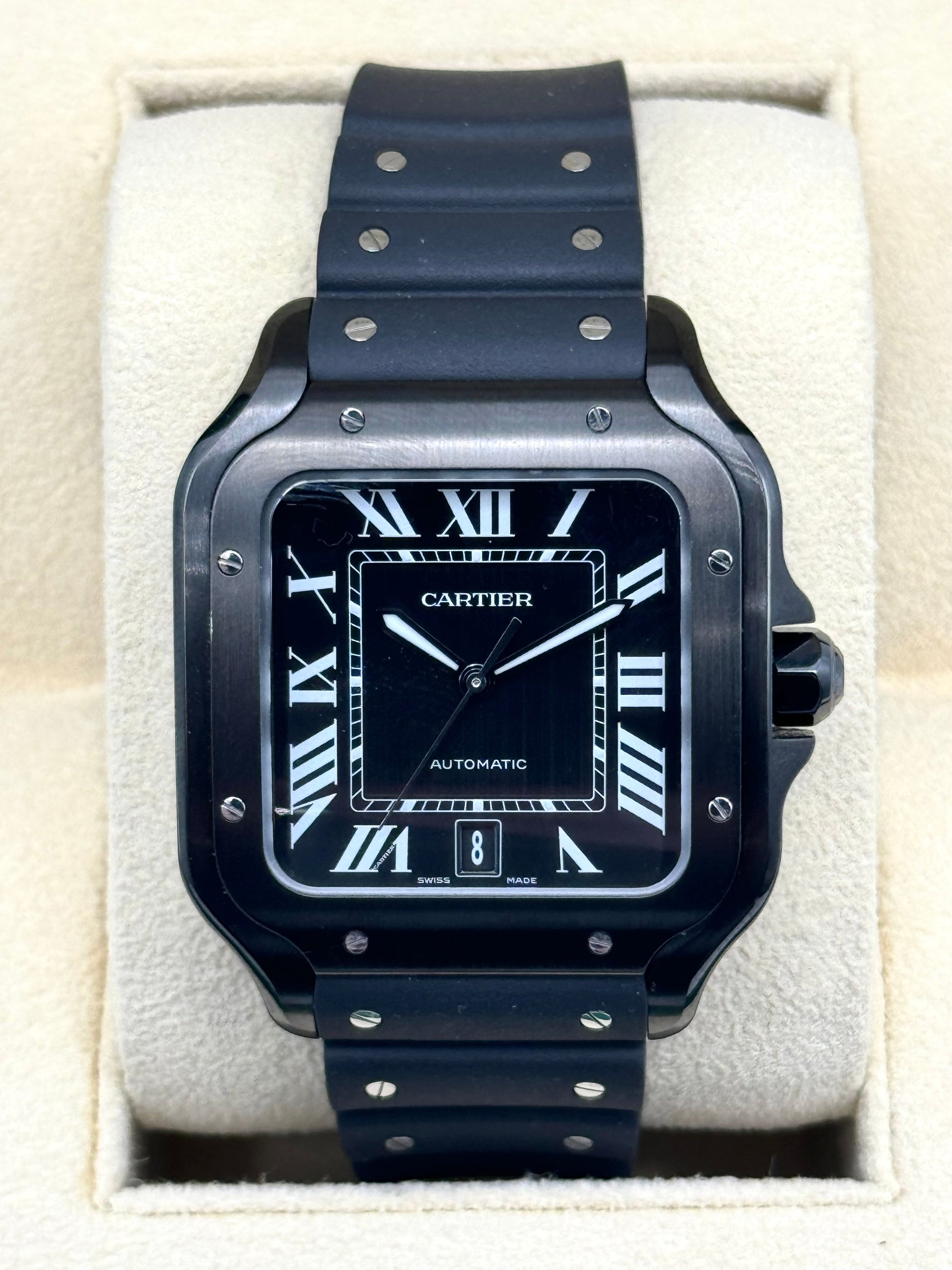 2023 Cartier Santos De Cartier 39.8mm WSSA0039 Black Steel Dial - MyWatchLLC