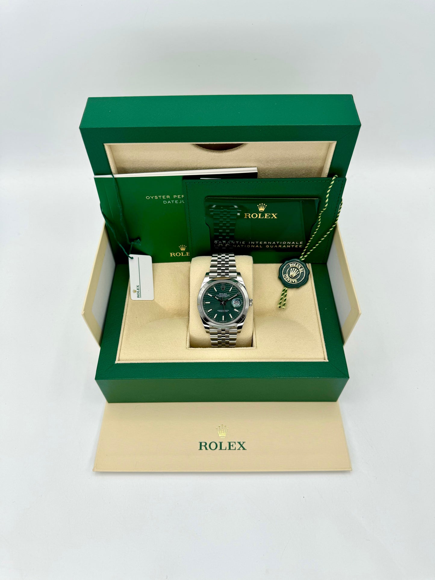 NEW 2024 Rolex Datejust 41mm 126300 Jubilee Green Motif Dial - MyWatchLLC