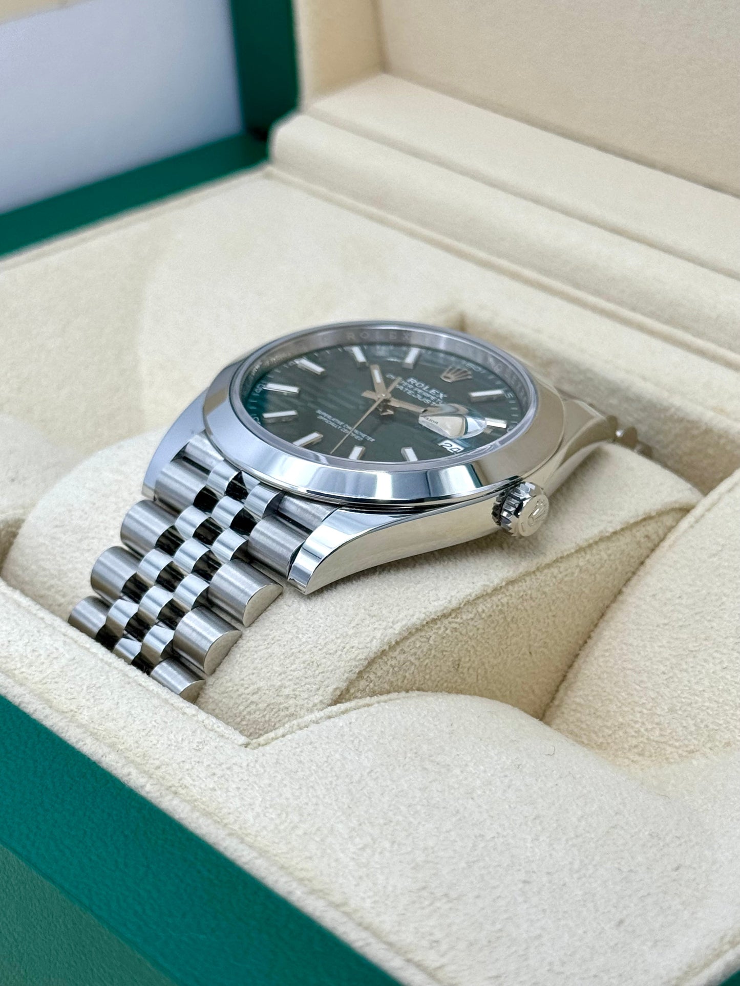 NEW 2024 Rolex Datejust 41mm 126300 Jubilee Green Motif Dial - MyWatchLLC