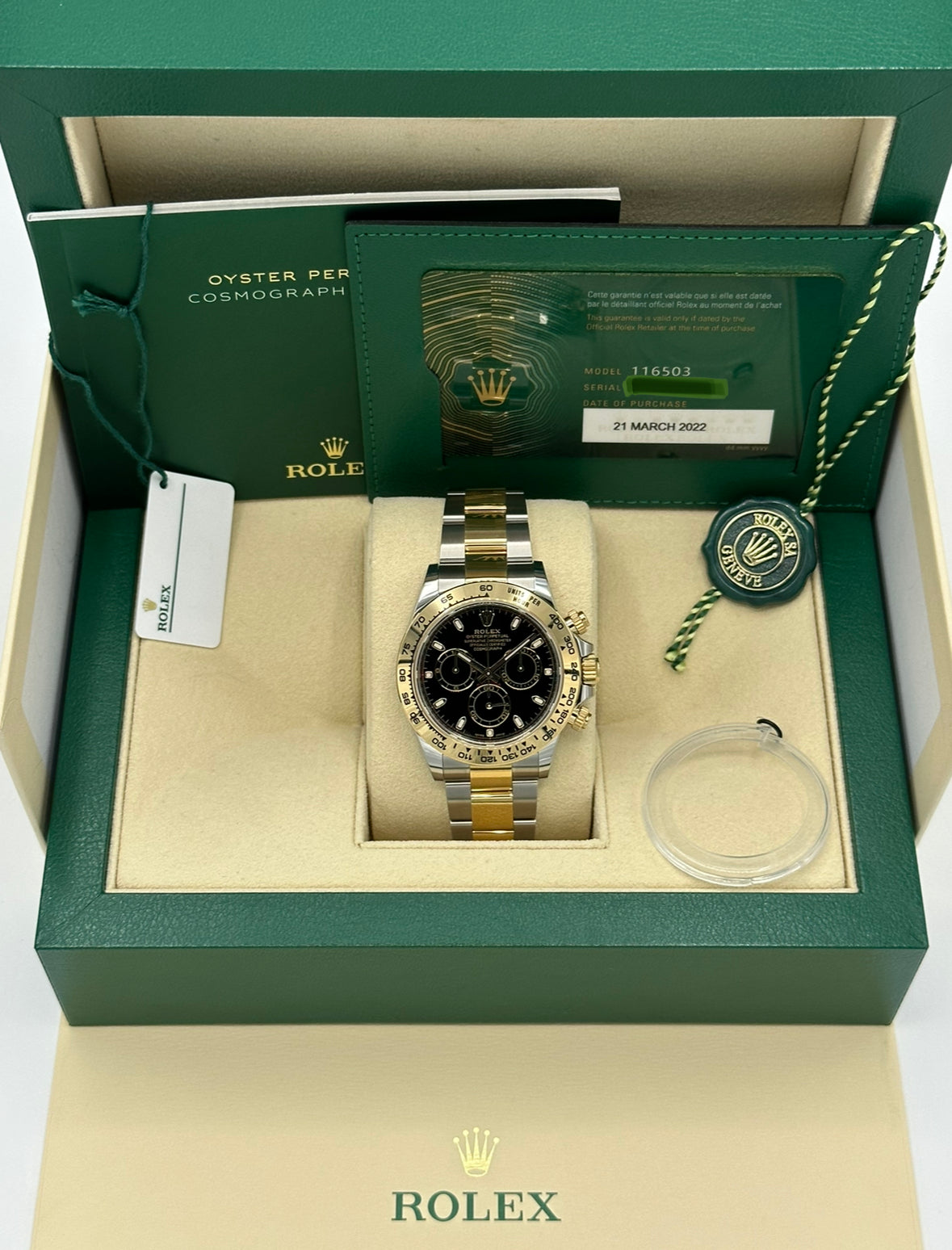 2022 Rolex Daytona 116503 Two-Tone Stainless Steel/Gold Black Dial - MyWatchLLC