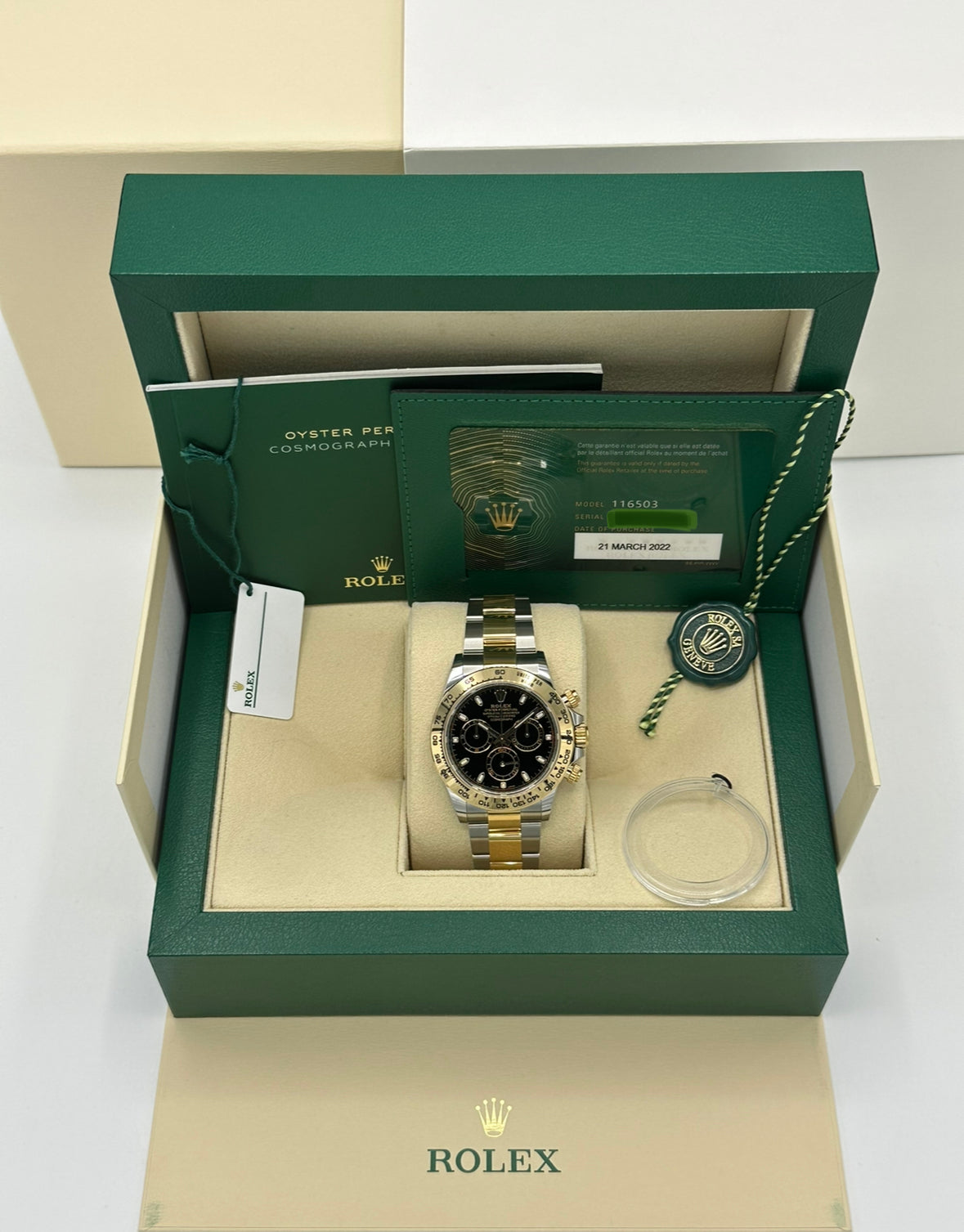 2022 Rolex Daytona 116503 Two-Tone Stainless Steel/Gold Black Dial - MyWatchLLC