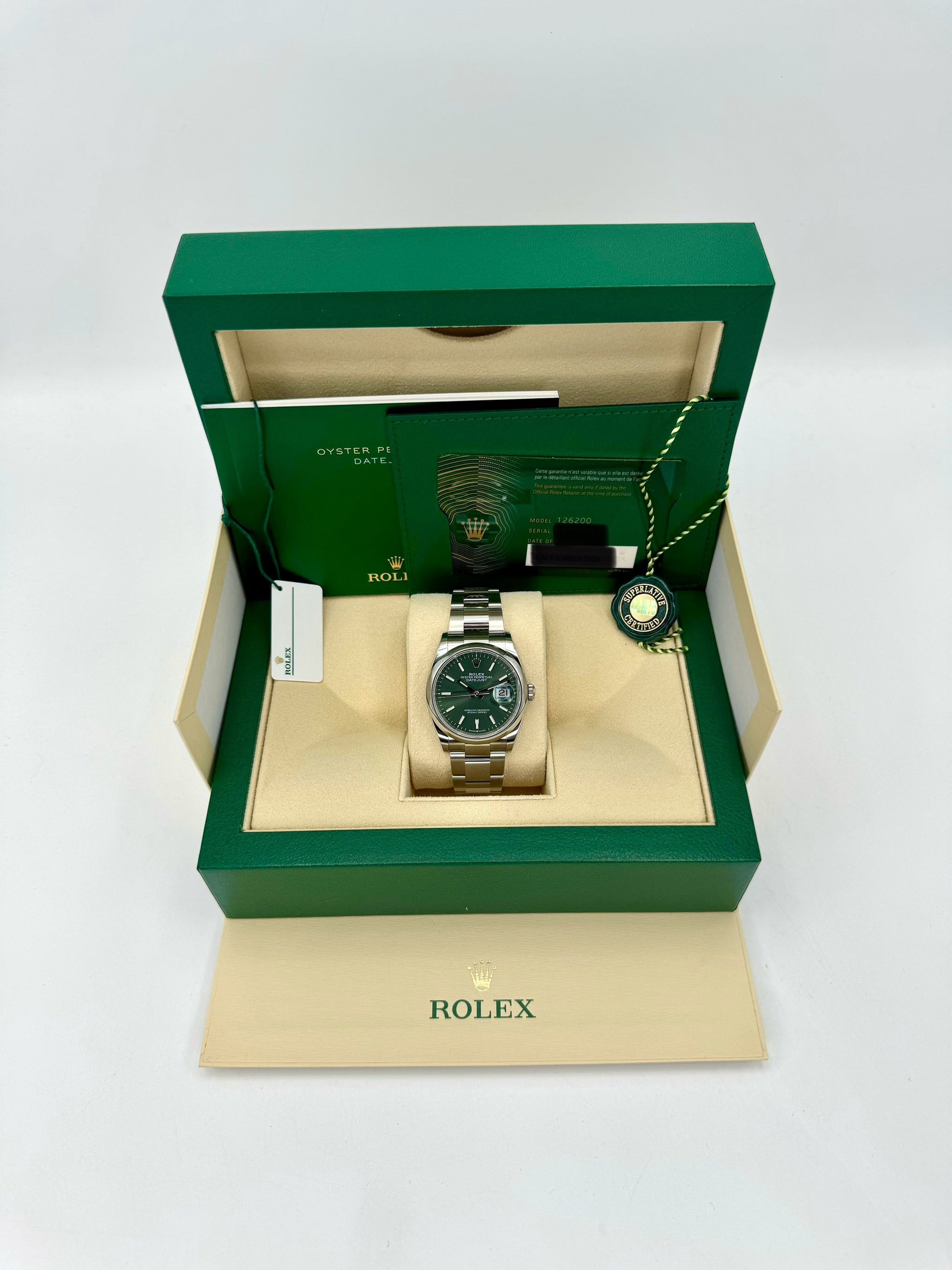 NEW 2023 Rolex Datejust 36mm 126200 Steel Oyster Mint Green Dial - MyWatchLLC