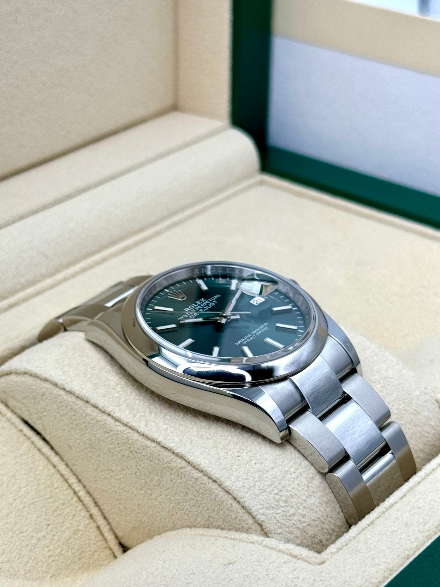 NEW 2023 Rolex Datejust 36mm 126200 Steel Oyster Mint Green Dial - MyWatchLLC