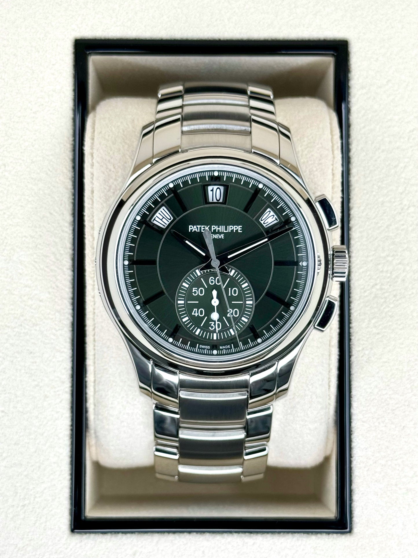 NEW 2024 Patek Philippe 5905/1A Flyback Chronograph Annual Calendar Olive Green Dial - MyWatchLLC
