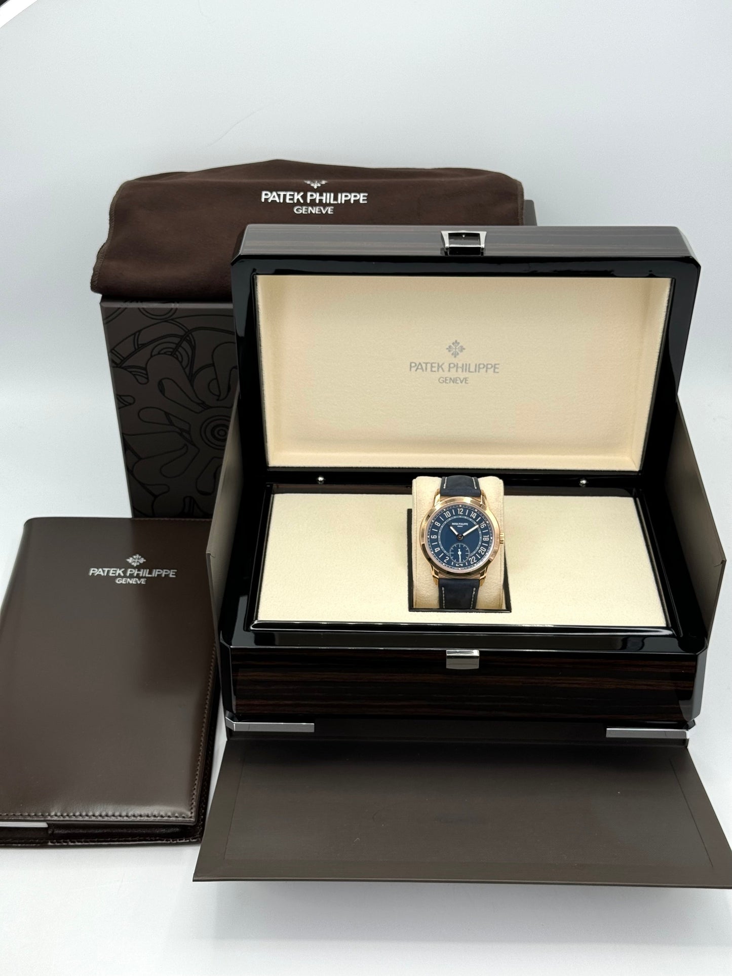 NEW 2024 Patek Philippe 5224R Calatrava Travel Time Rose Gold Blue Dial - MyWatchLLC