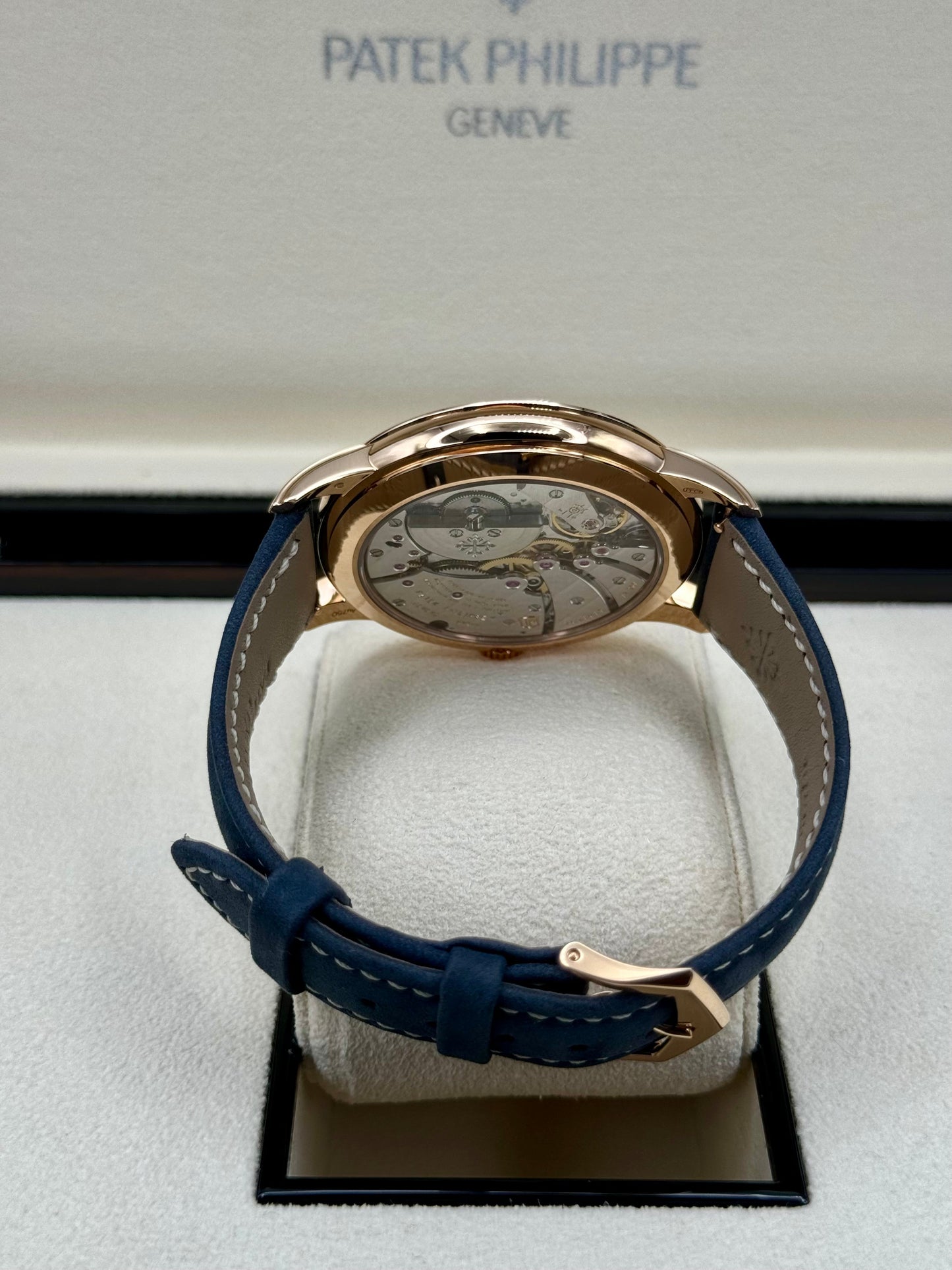 NEW 2024 Patek Philippe 5224R Calatrava Travel Time Rose Gold Blue Dial - MyWatchLLC