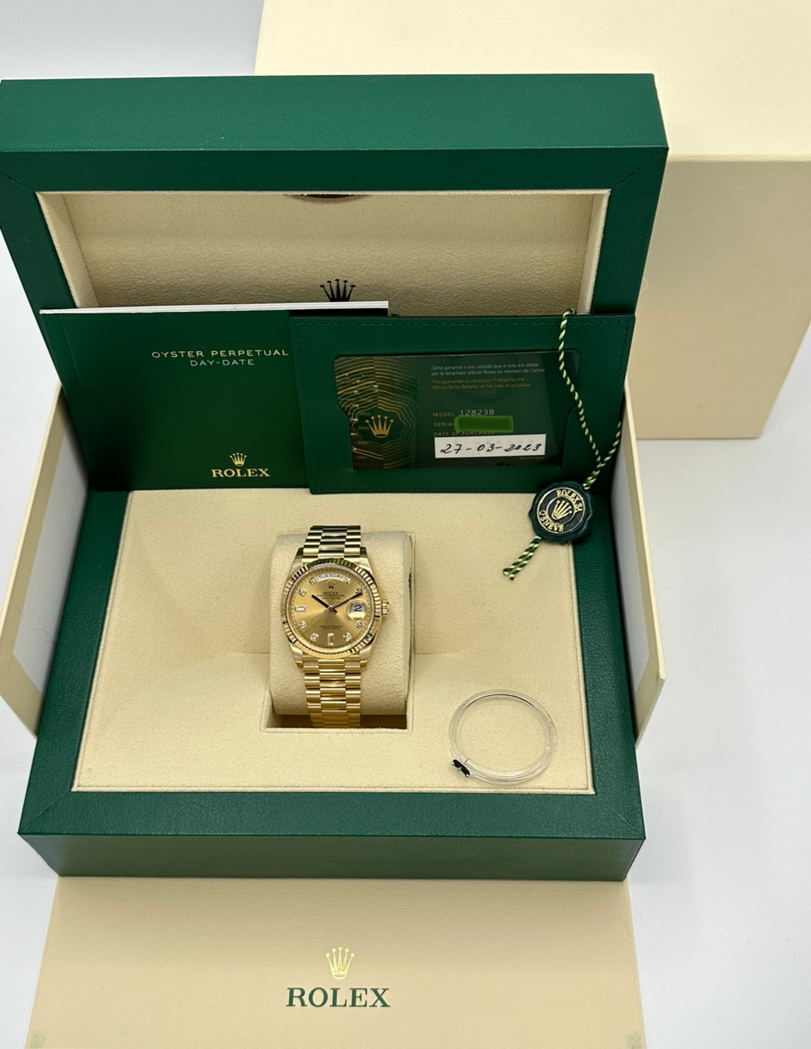 2023 Rolex Day-Date Yellow Gold Champagne Diamond Dial - MyWatchLLC