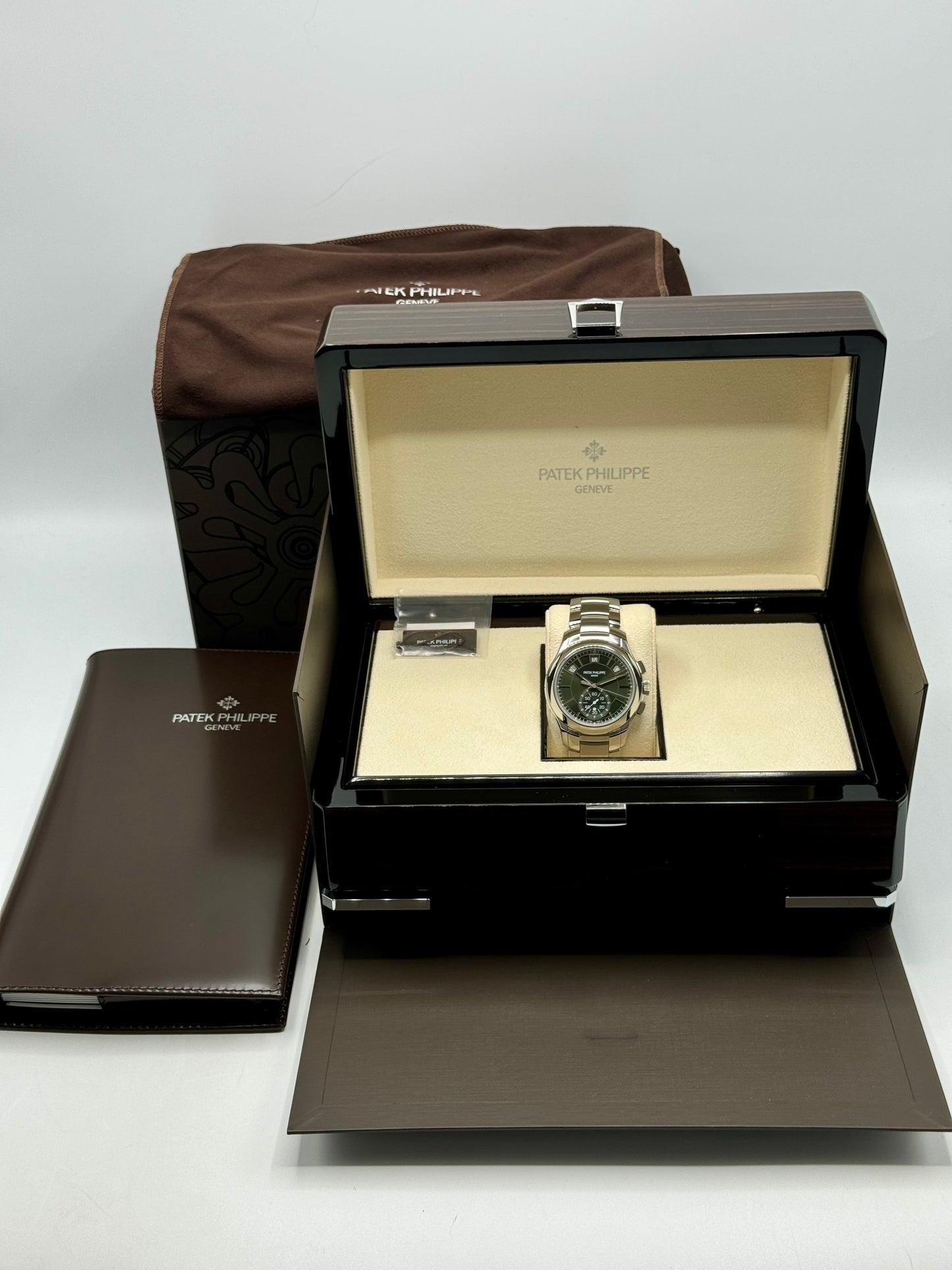 NEW 2024 Patek Philippe 5905/1A Flyback Chronograph Annual Calendar Olive Green Dial - MyWatchLLC