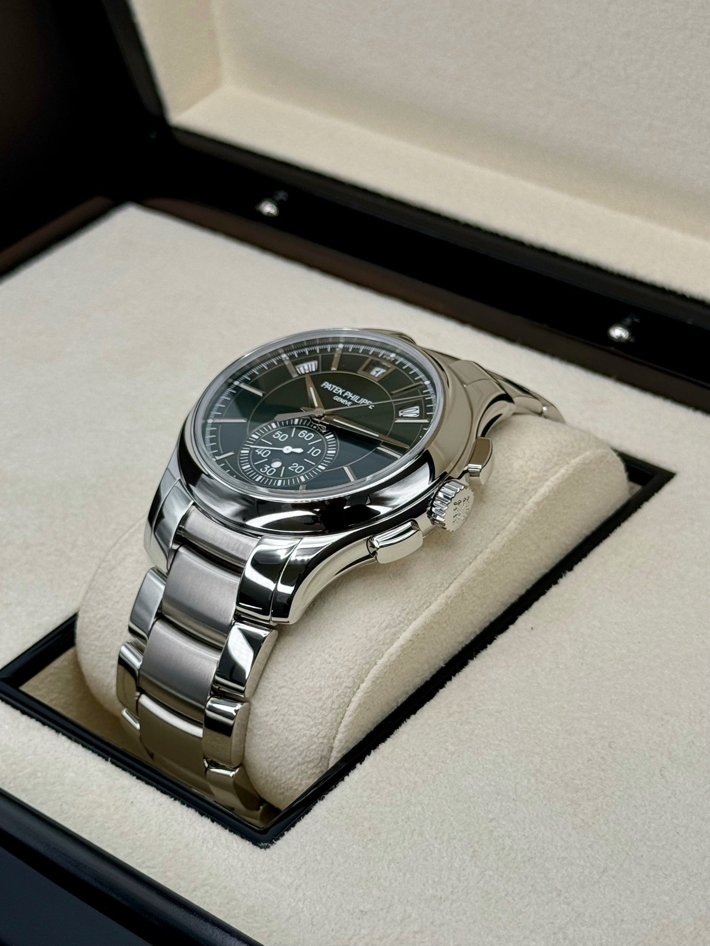 NEW 2024 Patek Philippe 5905/1A Flyback Chronograph Annual Calendar Olive Green Dial - MyWatchLLC