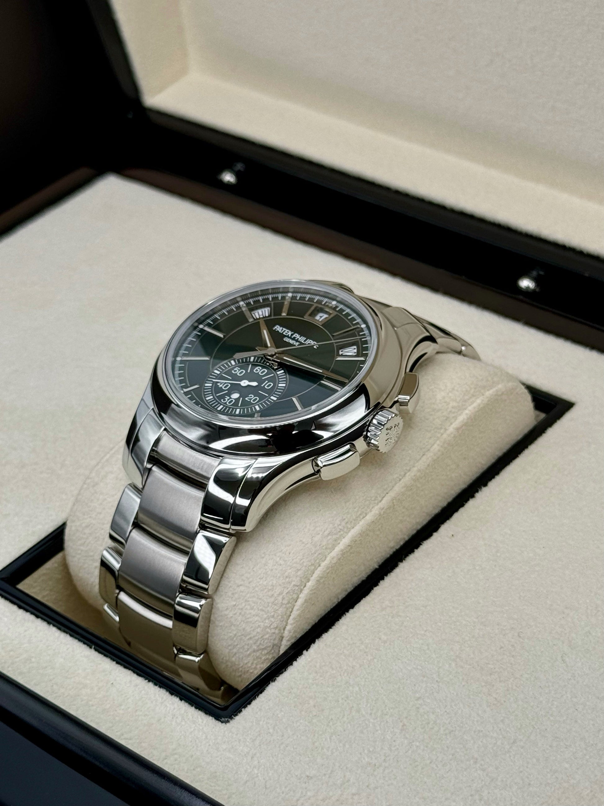 NEW 2024 Patek Philippe 5905/1A Flyback Chronograph Annual Calendar Olive Green Dial - MyWatchLLC