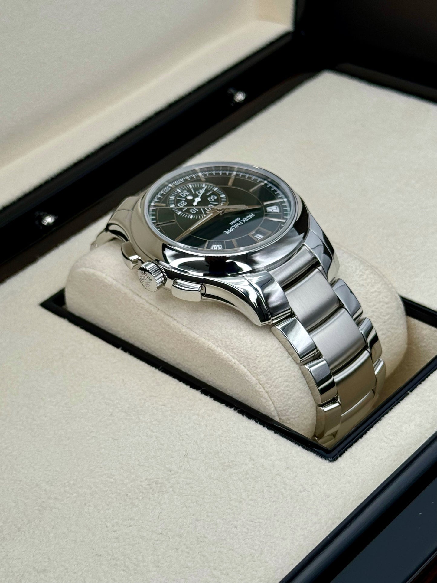 NEW 2024 Patek Philippe 5905/1A Flyback Chronograph Annual Calendar Olive Green Dial - MyWatchLLC