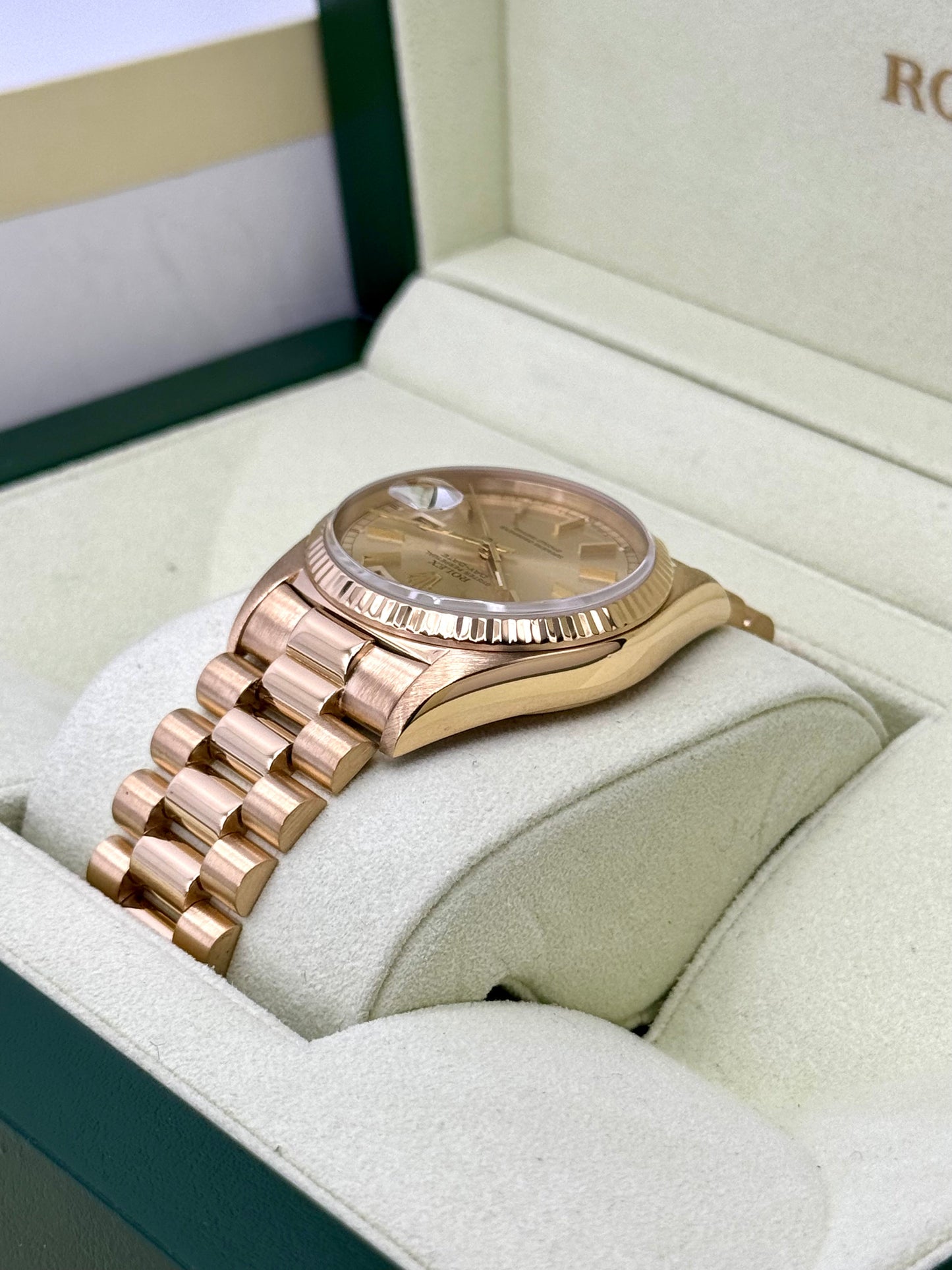 1983 Rolex Day-Date 36mm 18038 Presidential Champagne Dial - MyWatchLLC