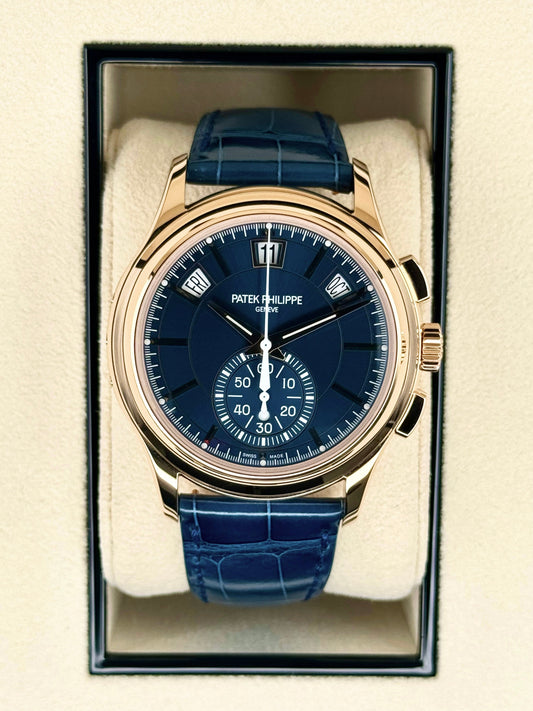 NEW 2023 Patek Philippe 5905R Flyback Chronograph Annual Calendar Blue Dial - MyWatchLLC