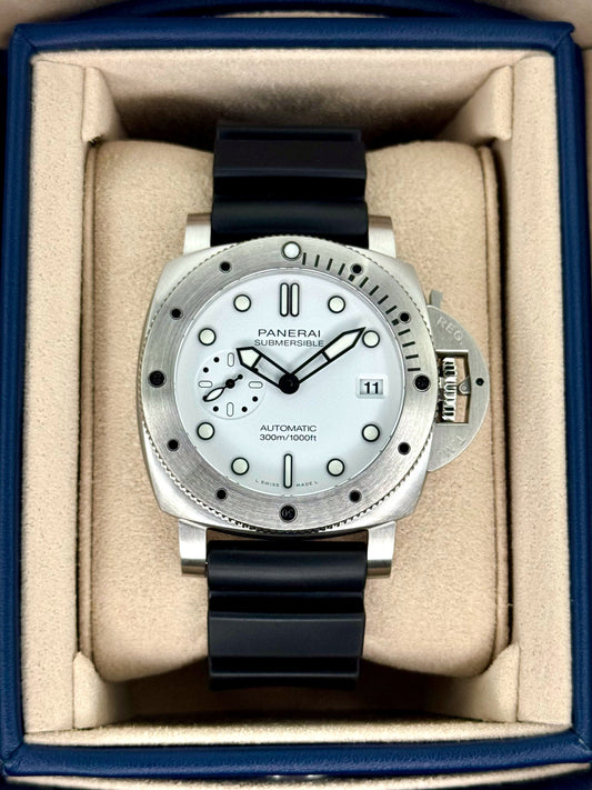 NEW 2025 Panerai Submersible 42mm PAM01590 Stainless Steel White Dial - MyWatchLLC