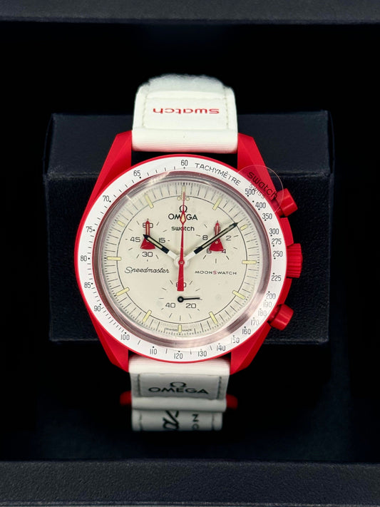 NEW Omega SO33R100 Bioceramic Moon Swatch  - Mission to Mars - MyWatchLLC