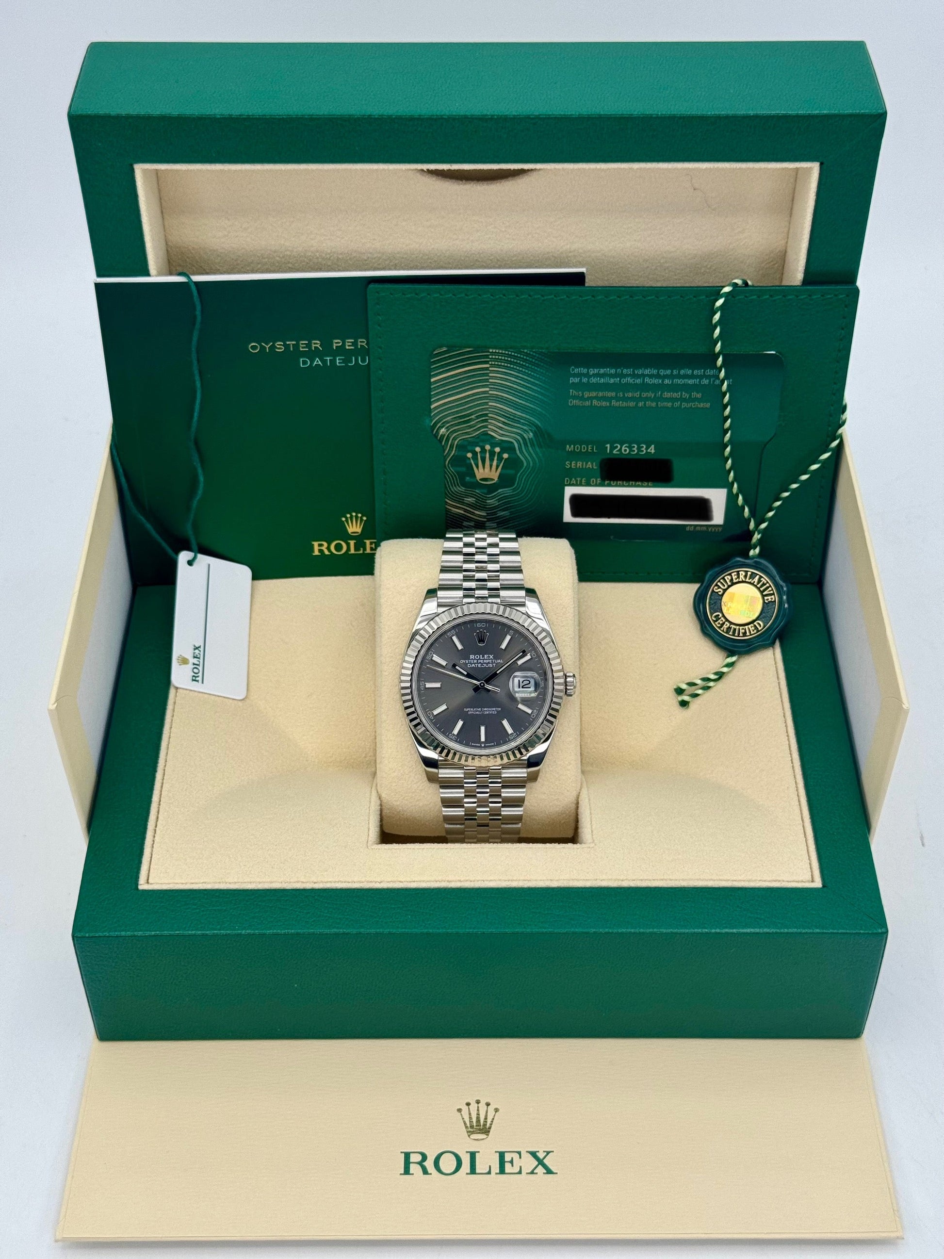 2021 Rolex Datejust 41mm 126334 Stainless Steel Jubilee Rhodium Dial - MyWatchLLC