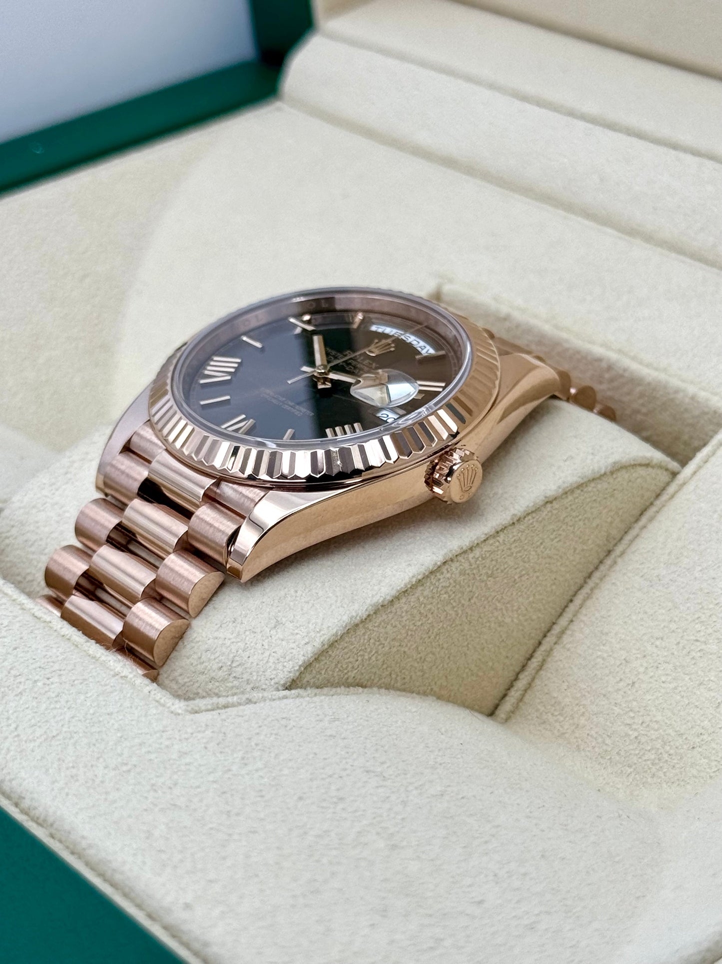2023 Rolex Day-Date 40mm 228235 Presidential Rose Gold Chocolate Dial - MyWatchLLC