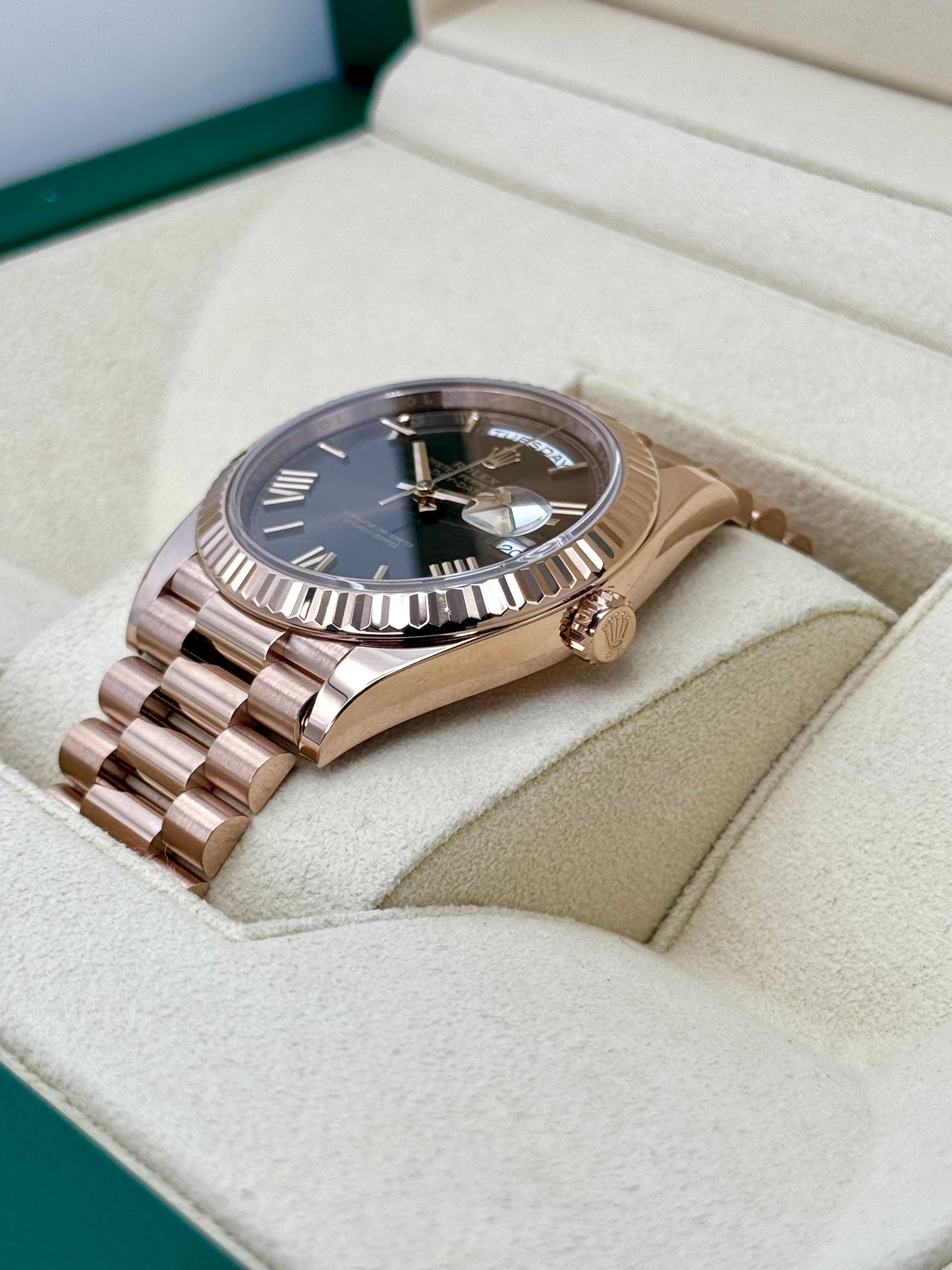 2023 Rolex Day-Date 40mm 228235 Presidential Rose Gold Chocolate Dial - MyWatchLLC