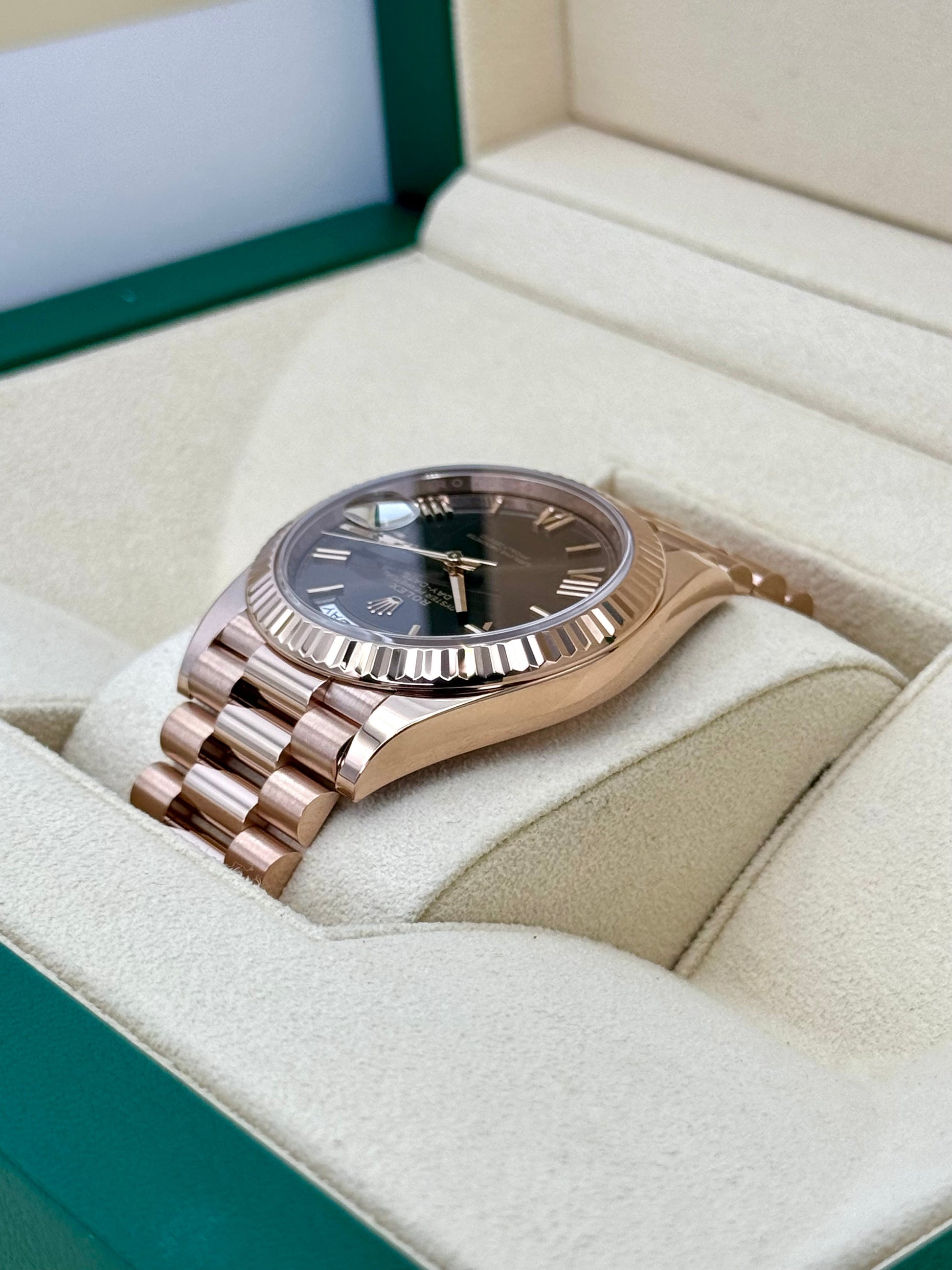 2023 Rolex Day-Date 40mm 228235 Presidential Rose Gold Chocolate Dial - MyWatchLLC