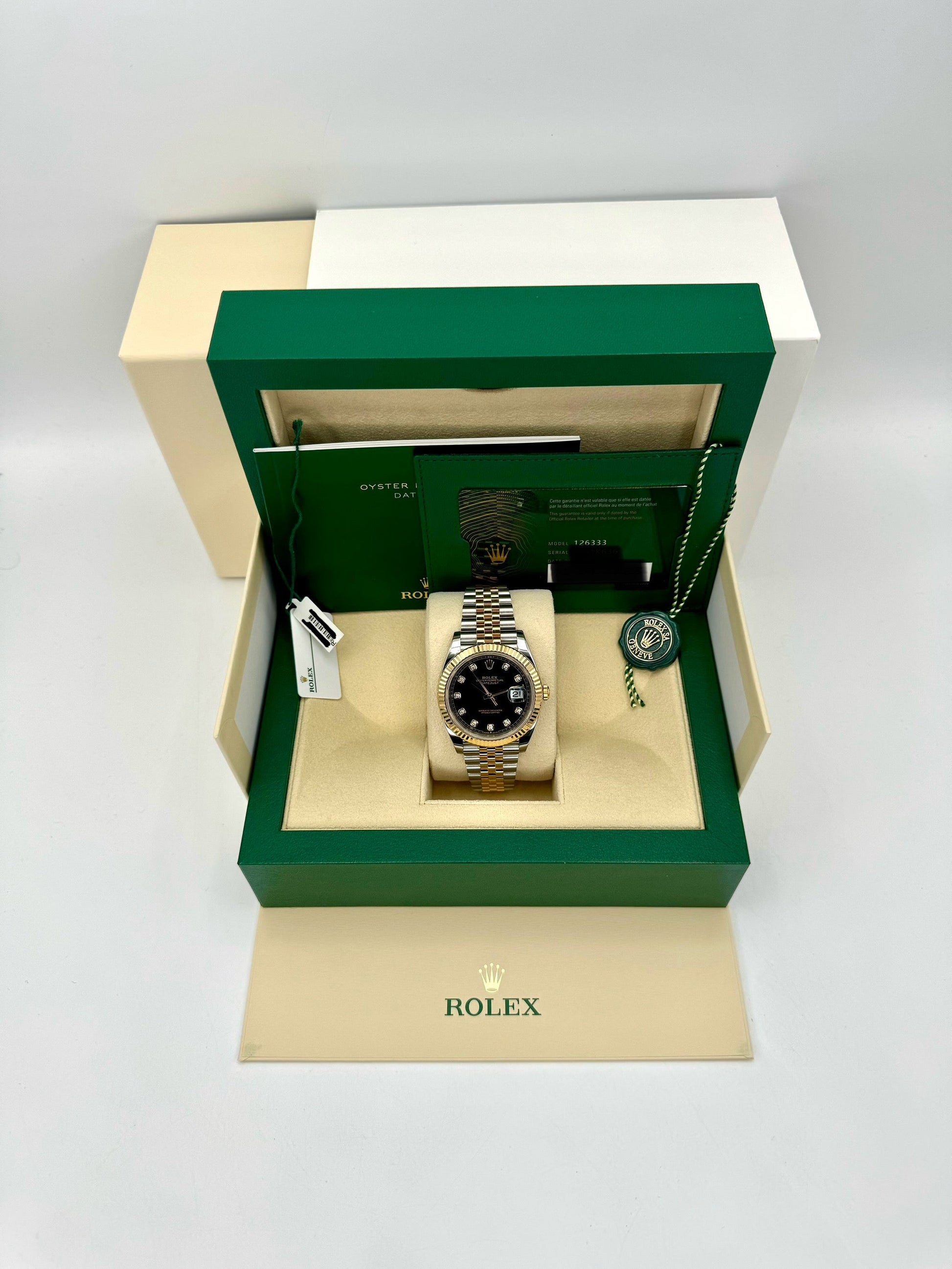 2023 Rolex Datejust 41mm 126333 Two-Tone Jubilee Black Diamond Dial - MyWatchLLC