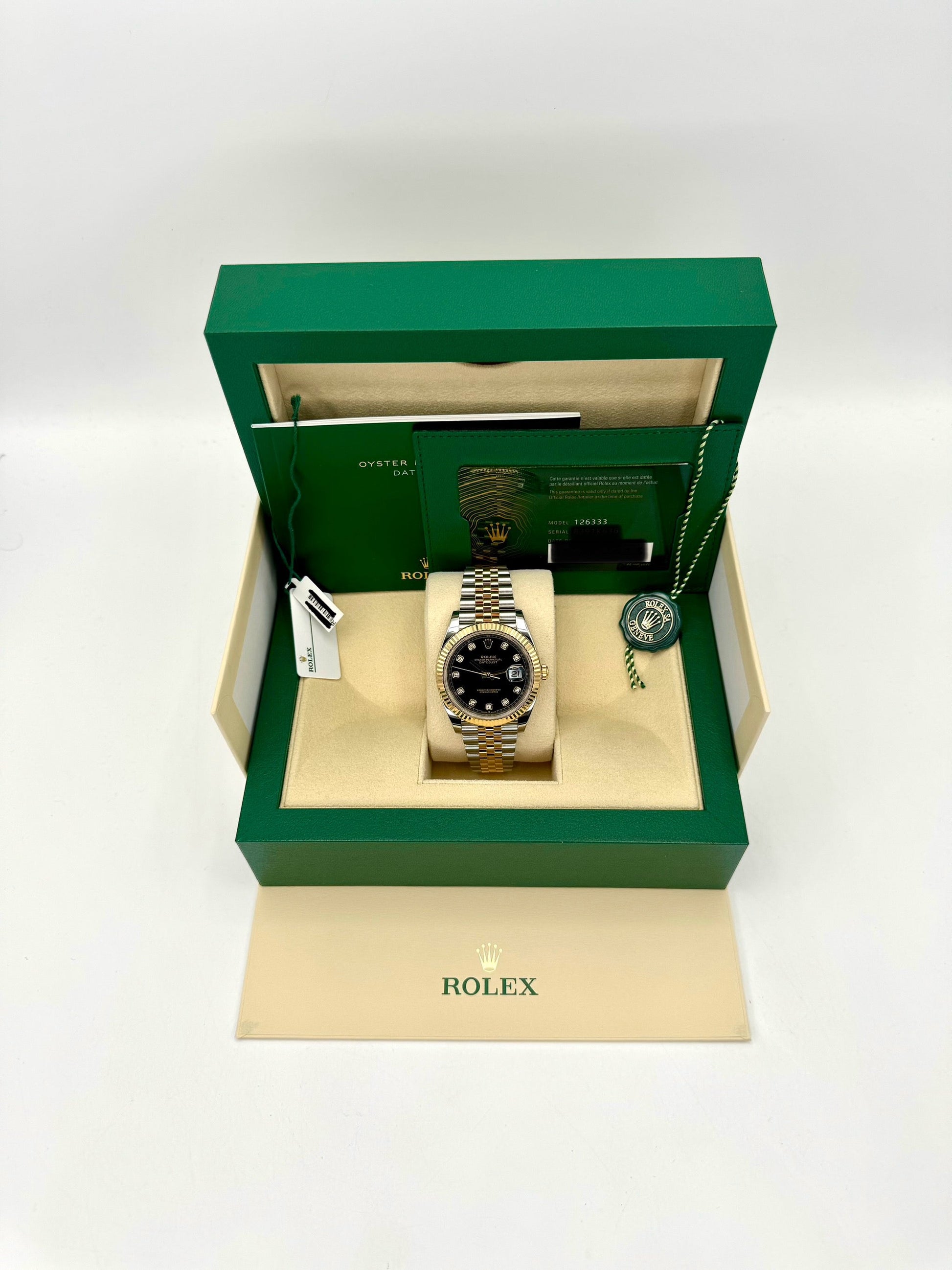 2023 Rolex Datejust 41mm 126333 Two-Tone Jubilee Black Diamond Dial - MyWatchLLC