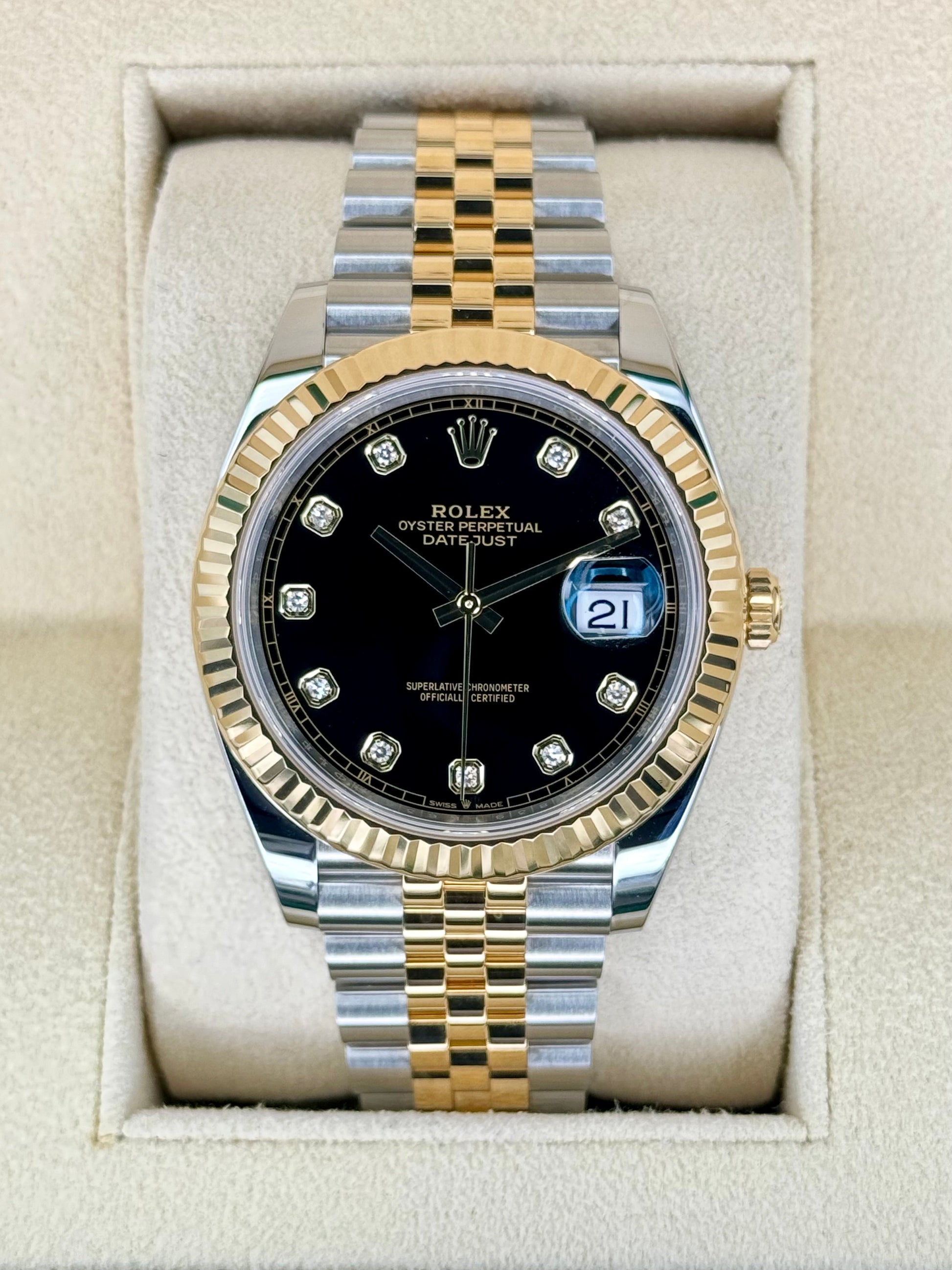 2023 Rolex Datejust 41mm 126333 Two-Tone Jubilee Black Diamond Dial - MyWatchLLC