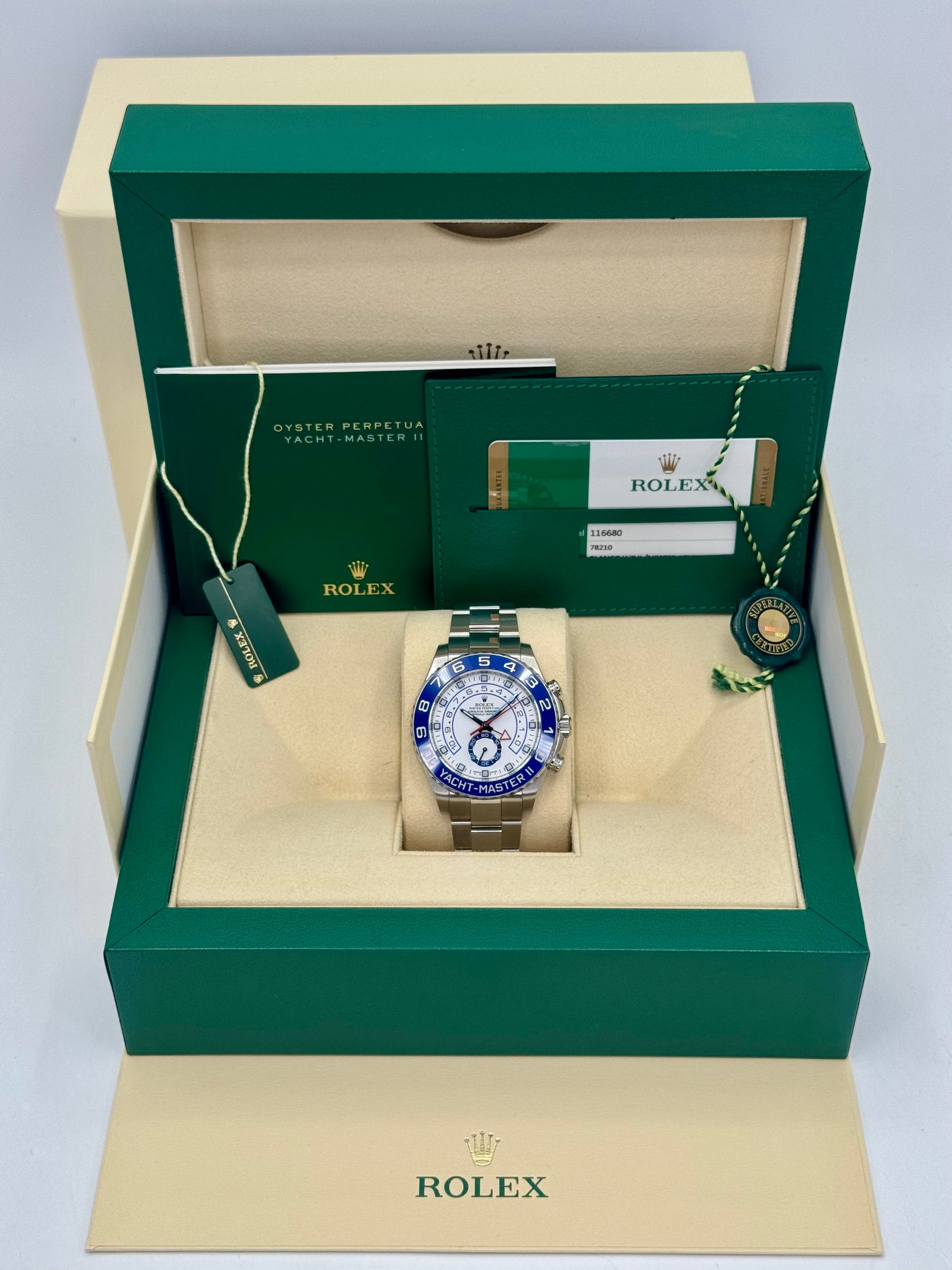 2016 Rolex Yacht-Master II 44mm 116680 Stainless Steel White Dial - MyWatchLLC