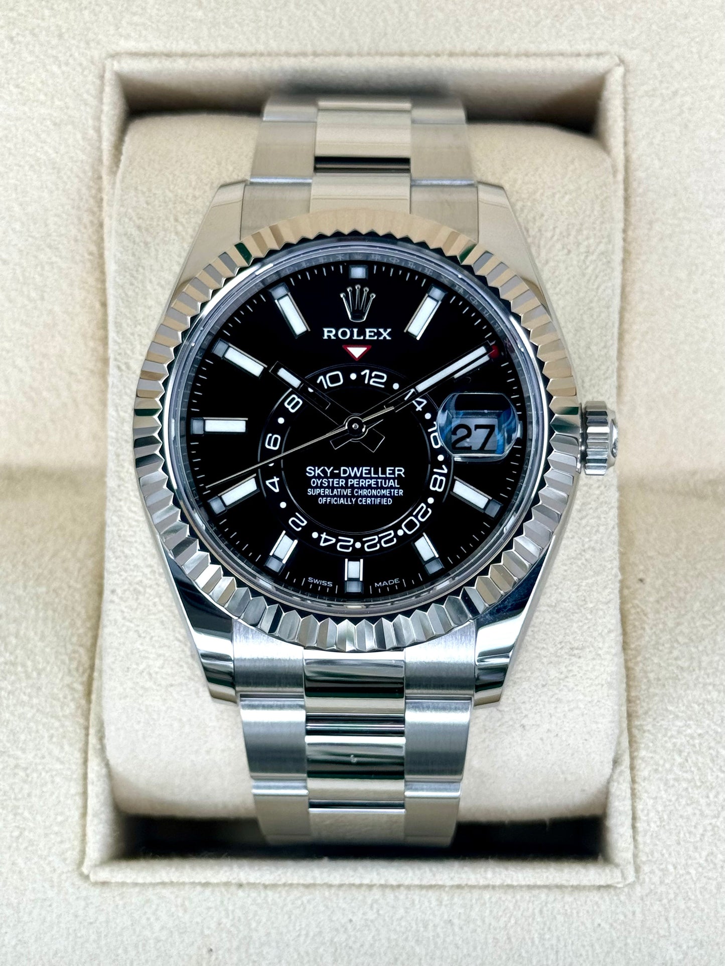 2023 Rolex Sky-Dweller 42mm 326934 Stainless Steel Oyster Black Dial - MyWatchLLC