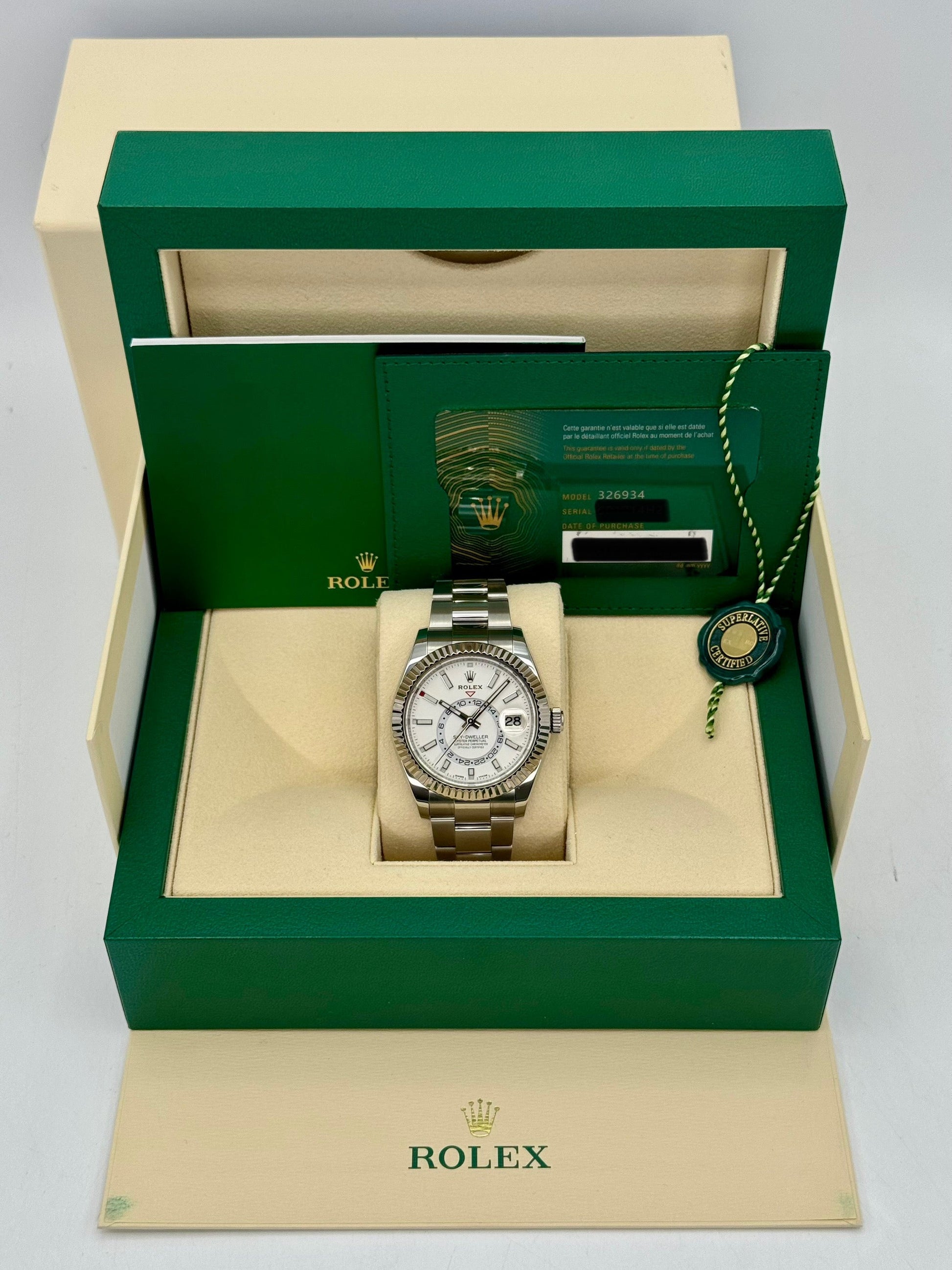 2023 Rolex Sky-Dweller 42mm 326934 Stainless Steel Oyster White Dial - MyWatchLLC