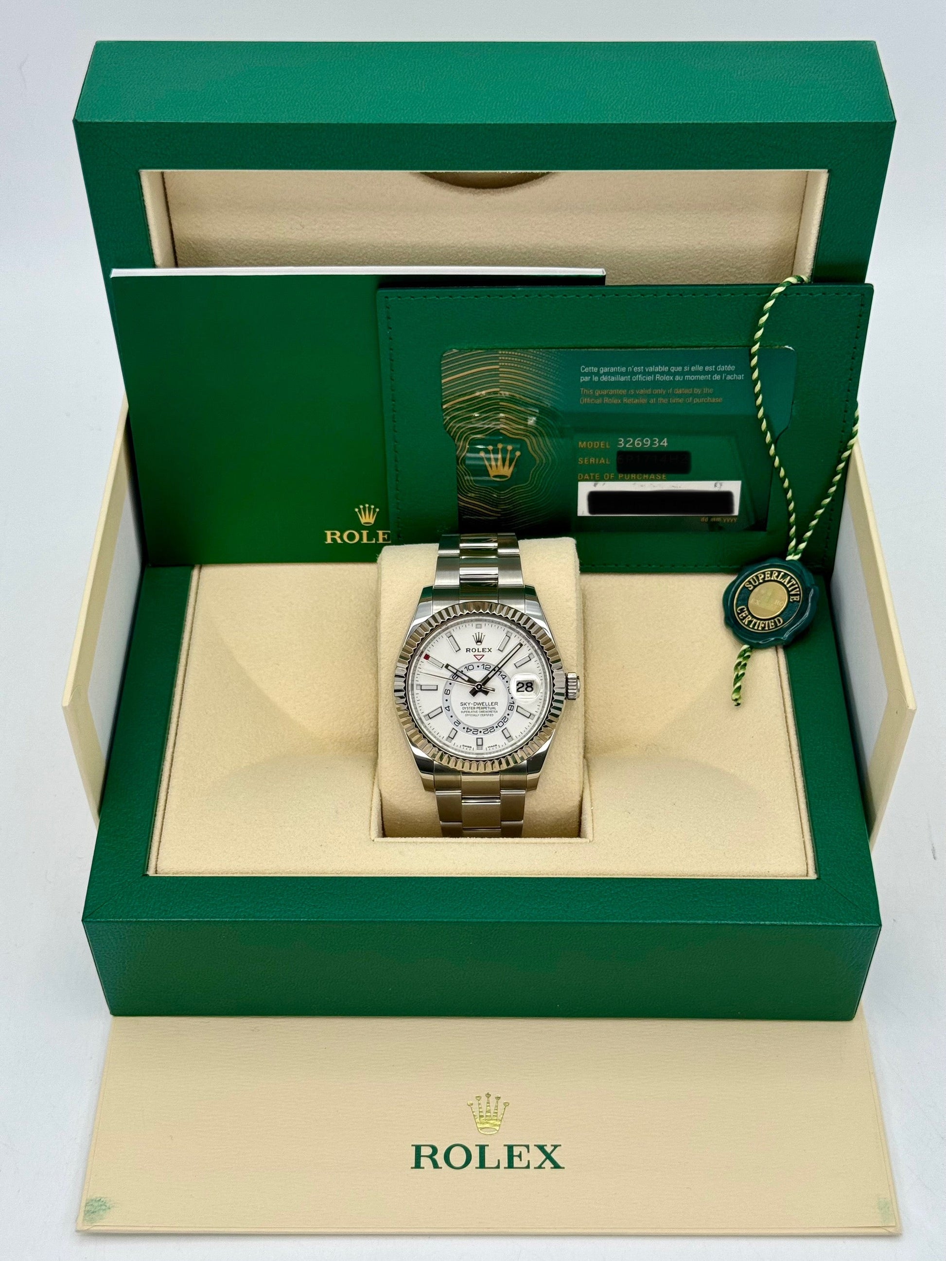 2023 Rolex Sky-Dweller 42mm 326934 Stainless Steel Oyster White Dial - MyWatchLLC