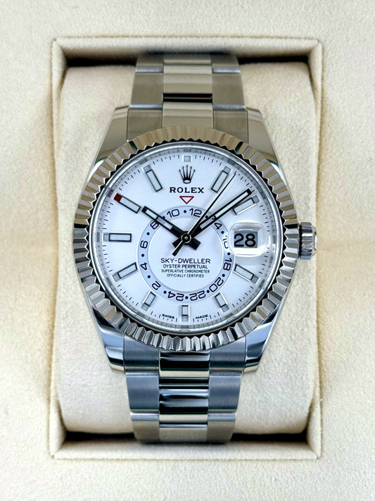 2023 Rolex Sky-Dweller 42mm 326934 Stainless Steel Oyster White Dial - MyWatchLLC