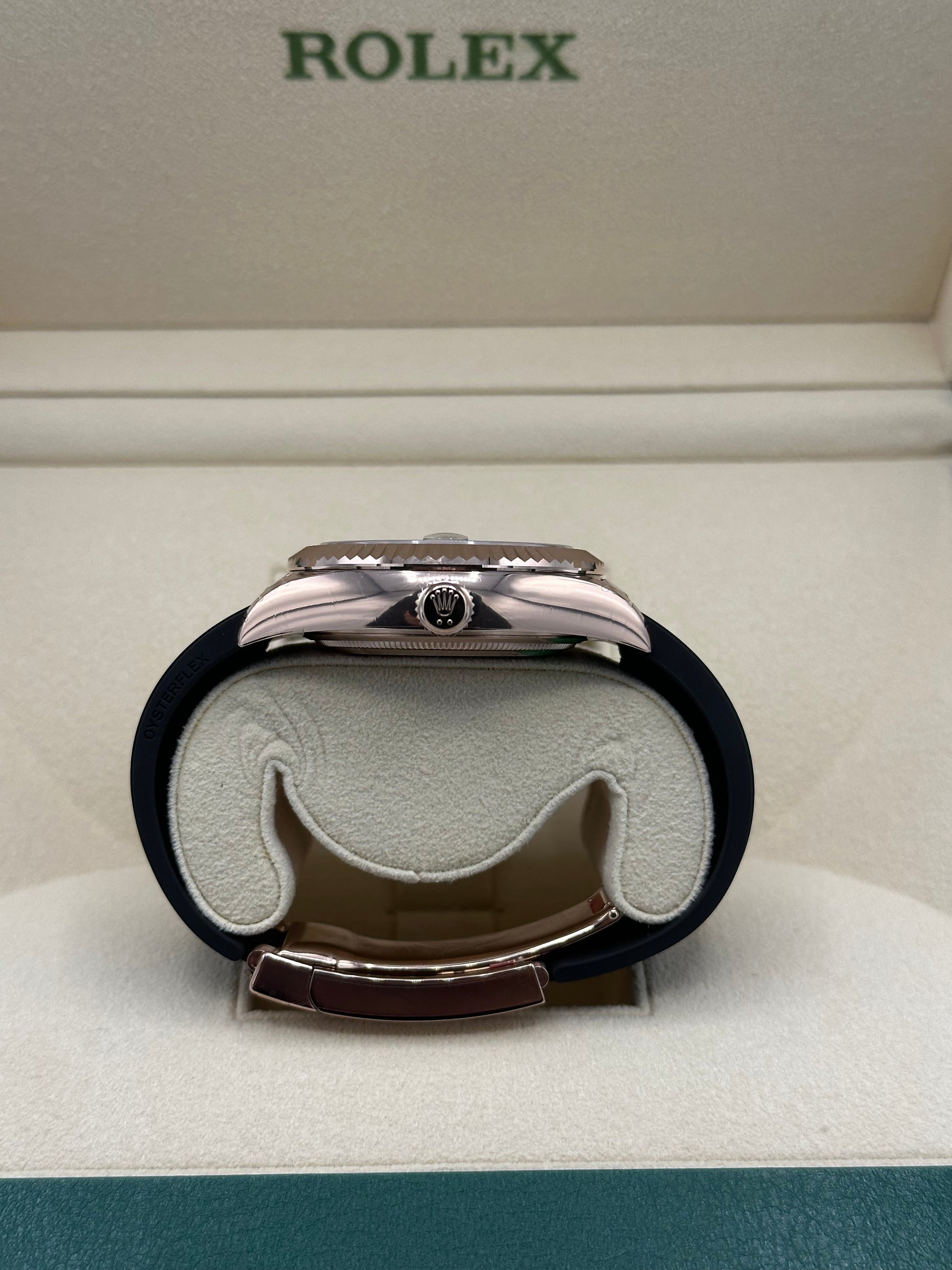 NEW 2023 Rolex Sky-Dweller 336235 Rose Gold Oysterflex Chocolate Dial - MyWatchLLC