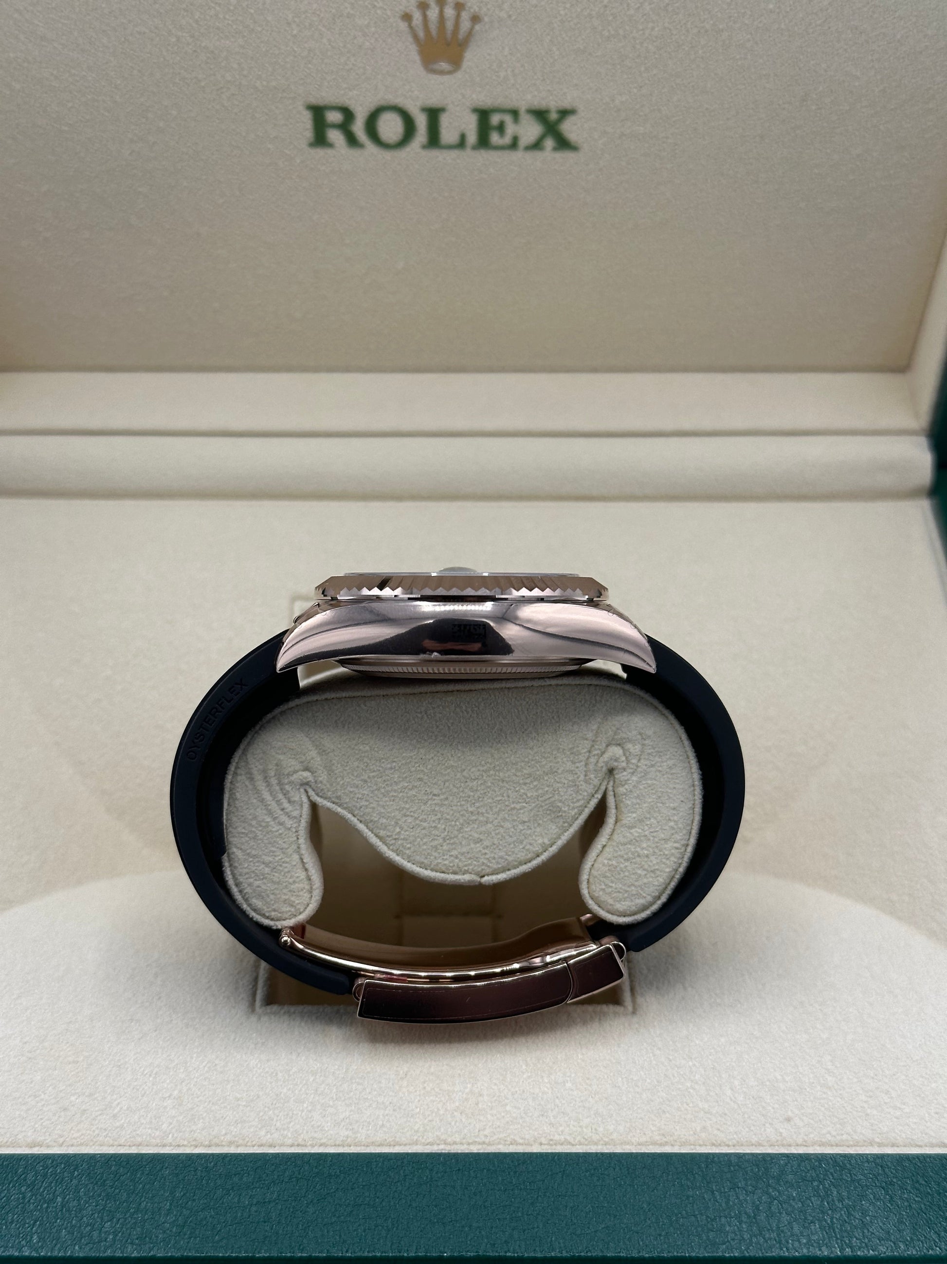 NEW 2023 Rolex Sky-Dweller 336235 Rose Gold Oysterflex Chocolate Dial - MyWatchLLC