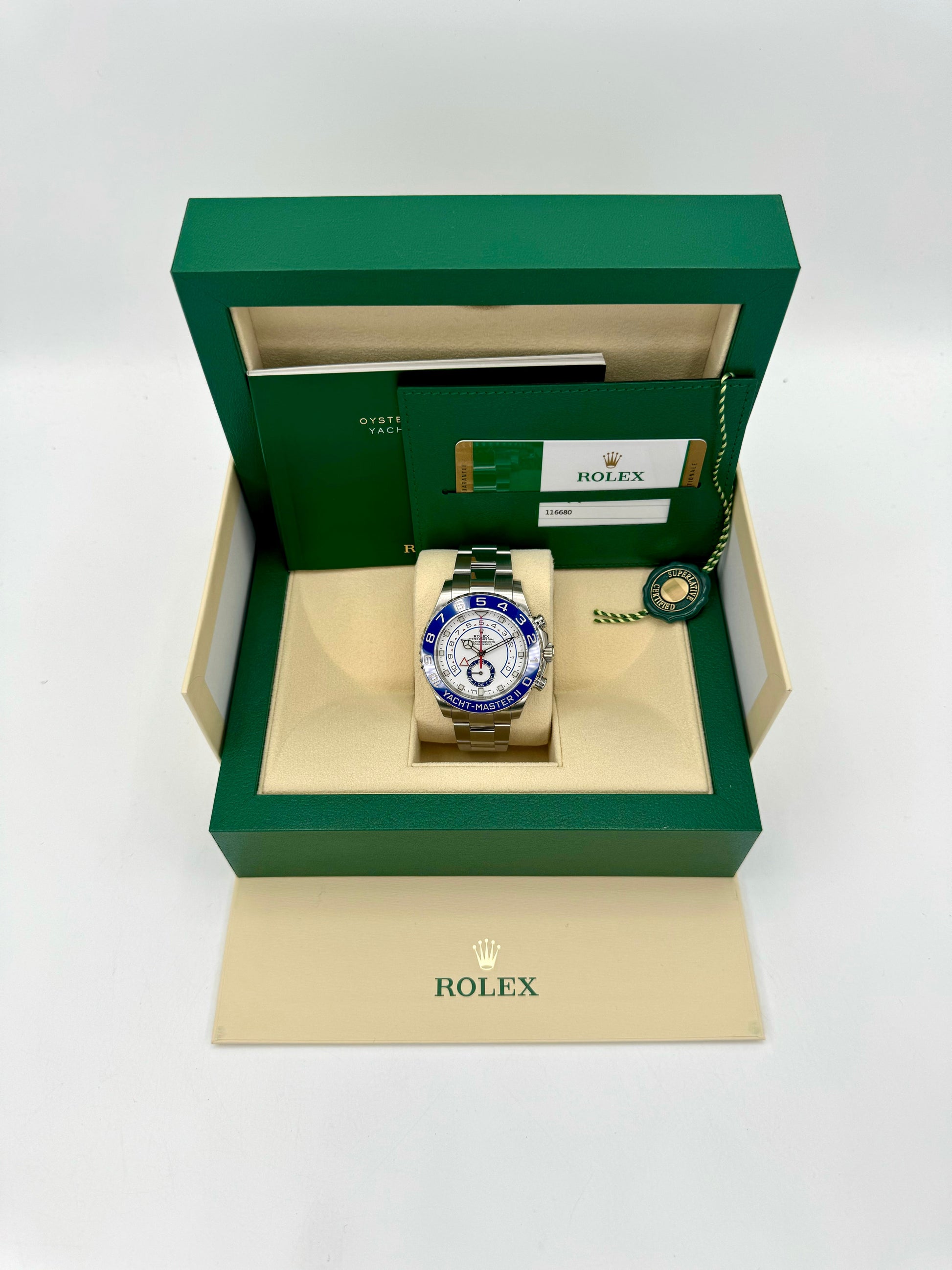 2019 Rolex Yacht-Master II 44mm 116680 Stainless Steel White Dial - MyWatchLLC