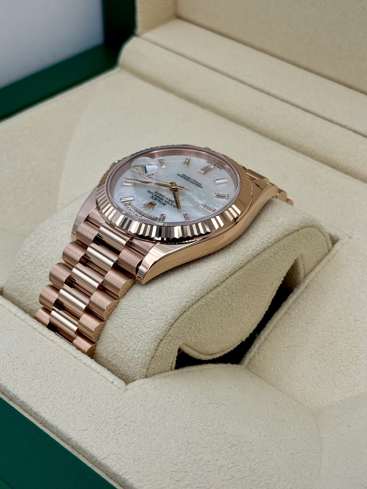 NEW 2024 Rolex Day-Date 40mm 228235 Rose Gold MOP Diamond Dial - MyWatchLLC