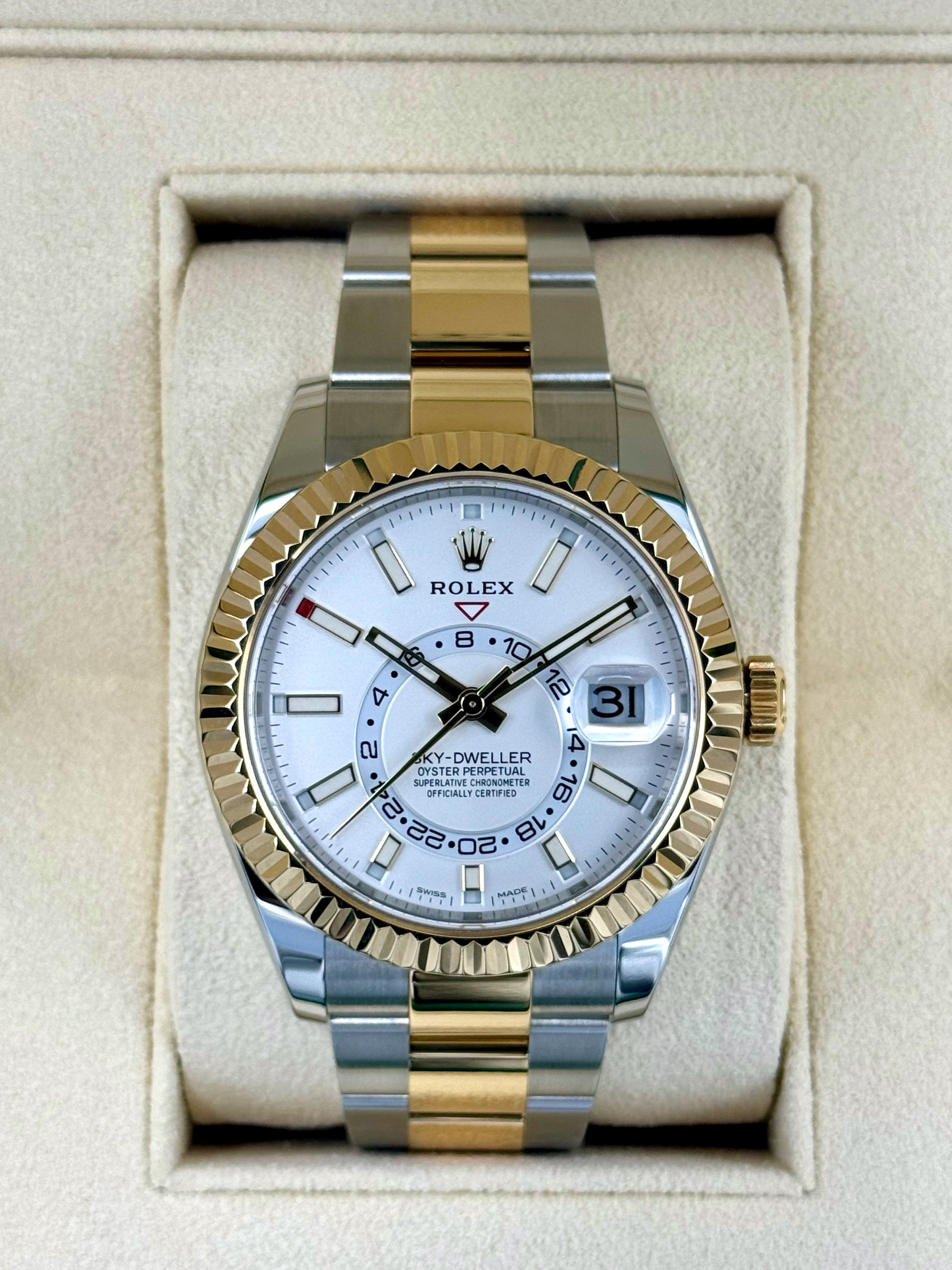 2019 Rolex Sky-Dweller 42mm 326933 Two-Tone Oyster White Dial - MyWatchLLC