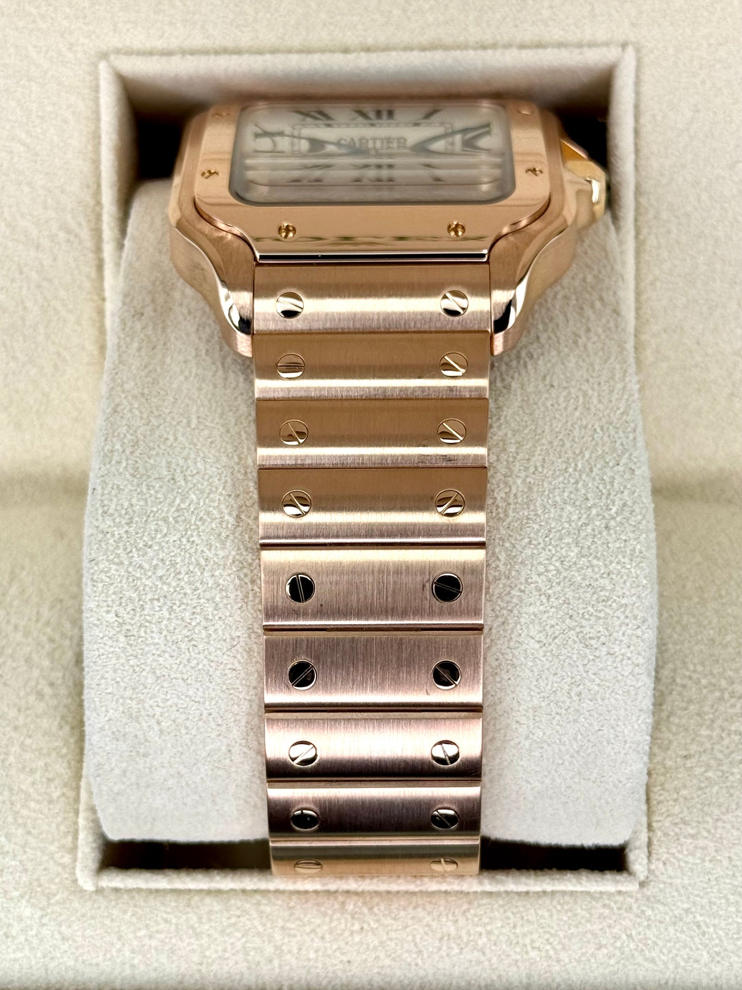 2021 Cartier Santos De Cartier 39.8mm WGSA0018 Rose Gold White Dial - MyWatchLLC