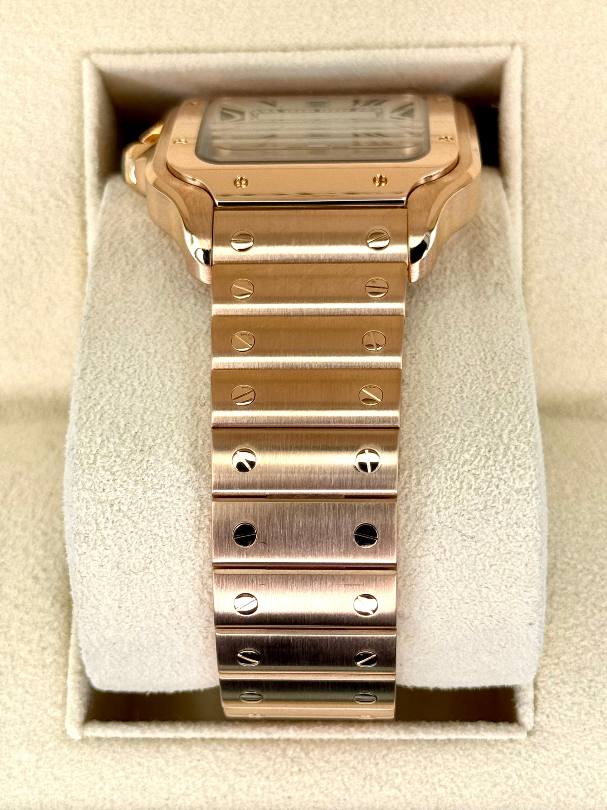 2021 Cartier Santos De Cartier 39.8mm WGSA0018 Rose Gold White Dial - MyWatchLLC