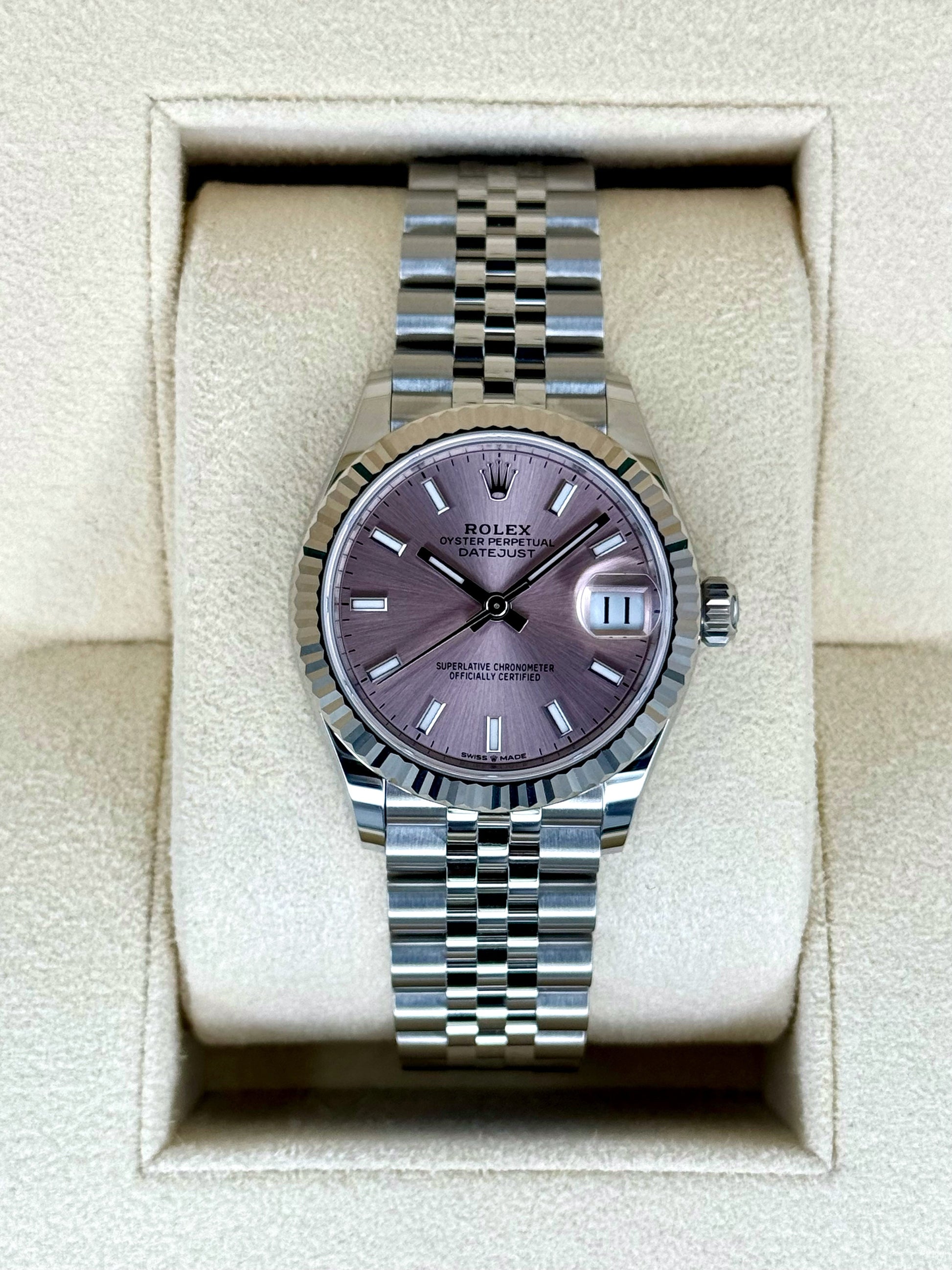 NEW 2024 Rolex Datejust 31mm 278274 Stainless Steel Jubilee Pink Dial - MyWatchLLC