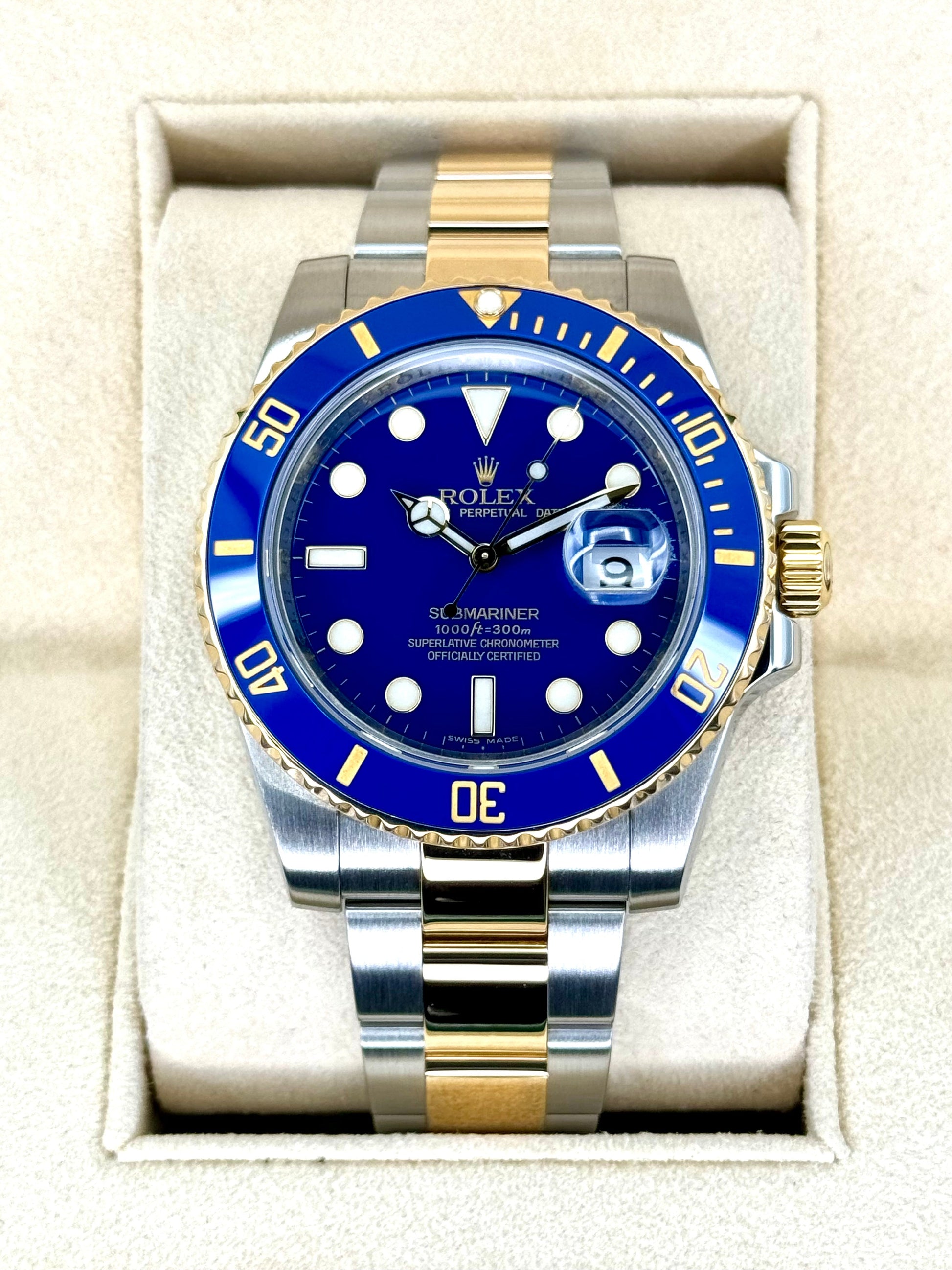 Rolex Submariner “Bluesyâ€?40mm 116613LB Two-Tone Flat Blue Dial - MyWatchLLC