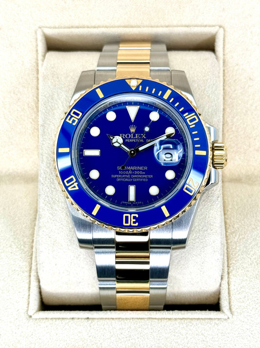 Rolex Submariner “Bluesyâ€?40mm 116613LB Two-Tone Flat Blue Dial - MyWatchLLC