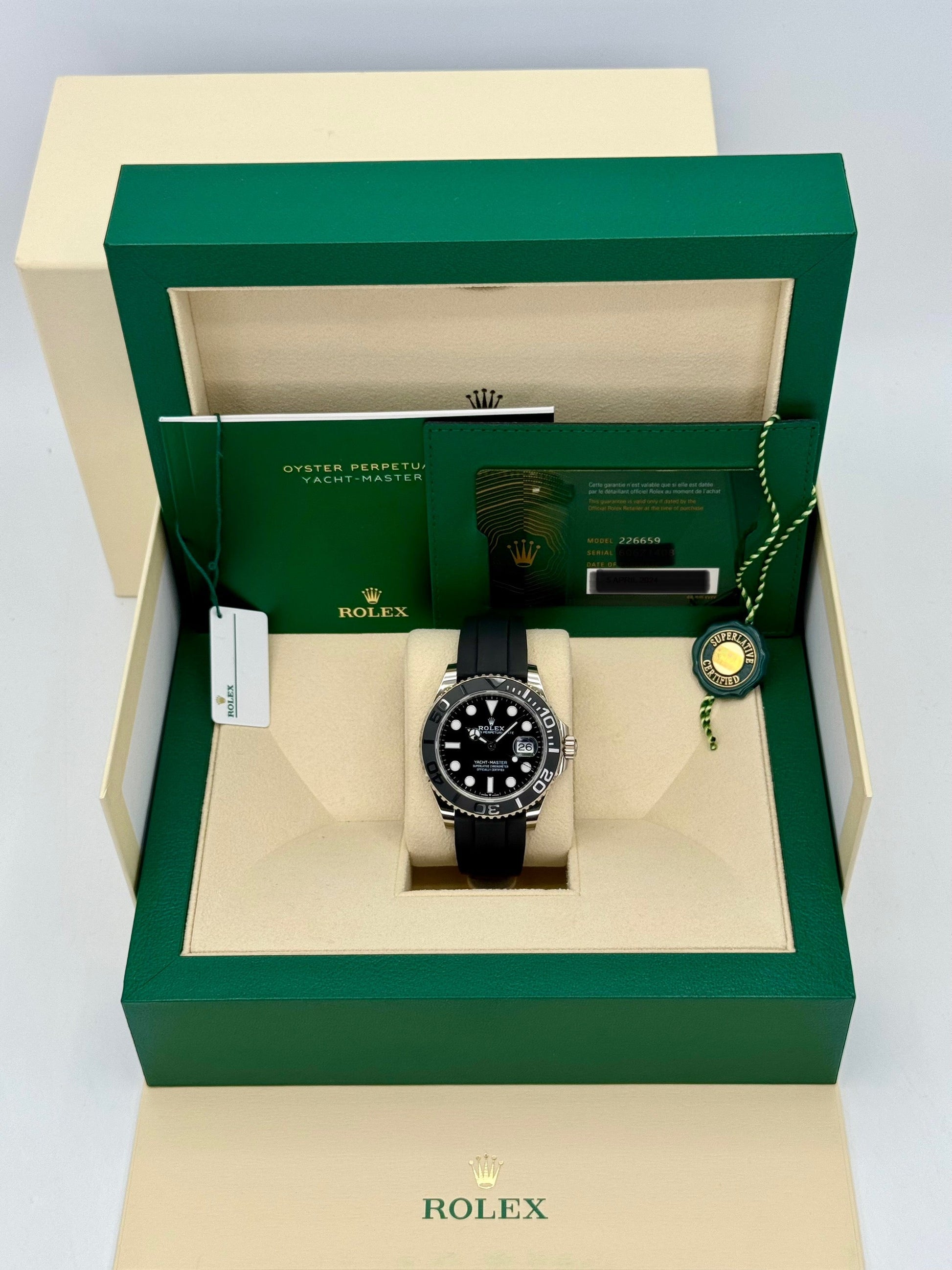 NEW 2024 Rolex Yacht-Master 42mm 226659 White Gold Oysterflex Black Dial - MyWatchLLC