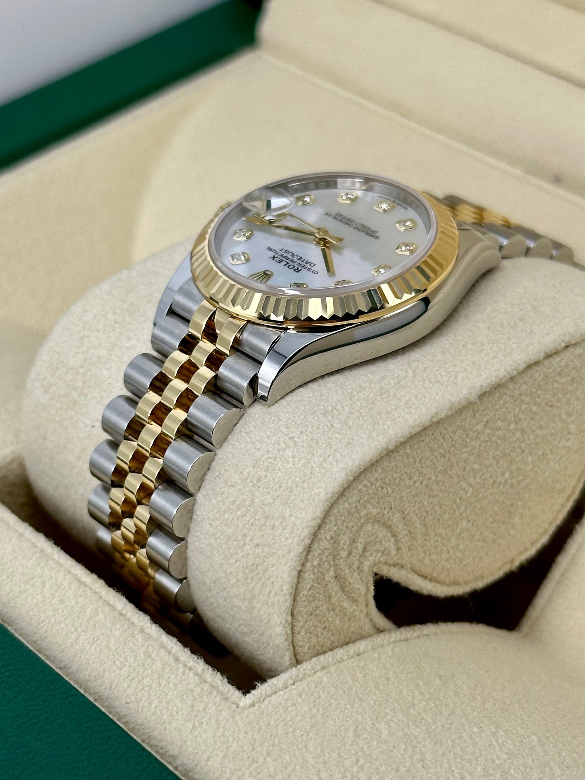 2023 Roles Datejust 31mm Two-Tone Jubilee Mother of Pearl Diamond Dial - MyWatchLLC