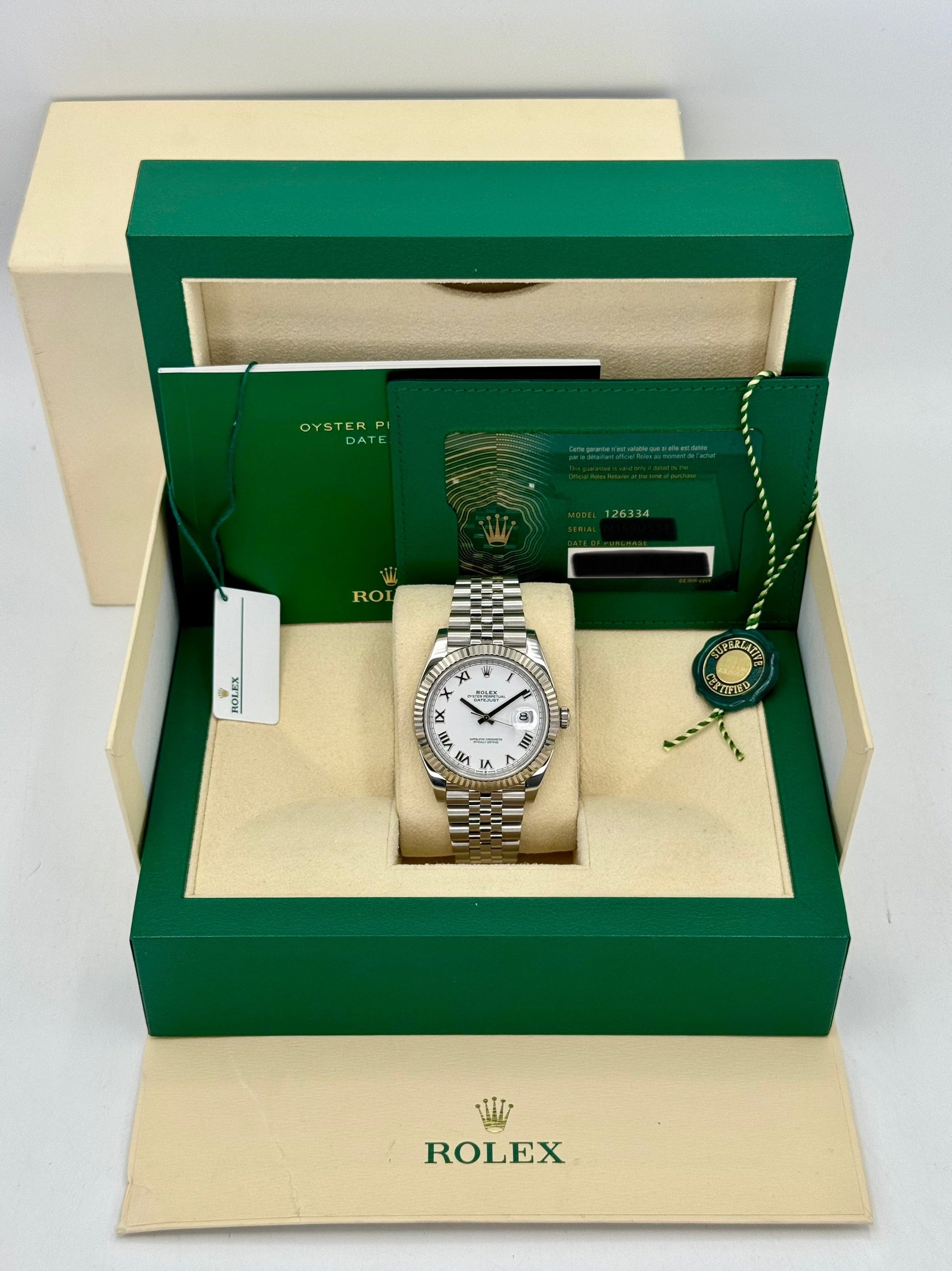 2021 Rolex Datejust 41mm 126334 Stainless Steel Jubilee White Dial - MyWatchLLC