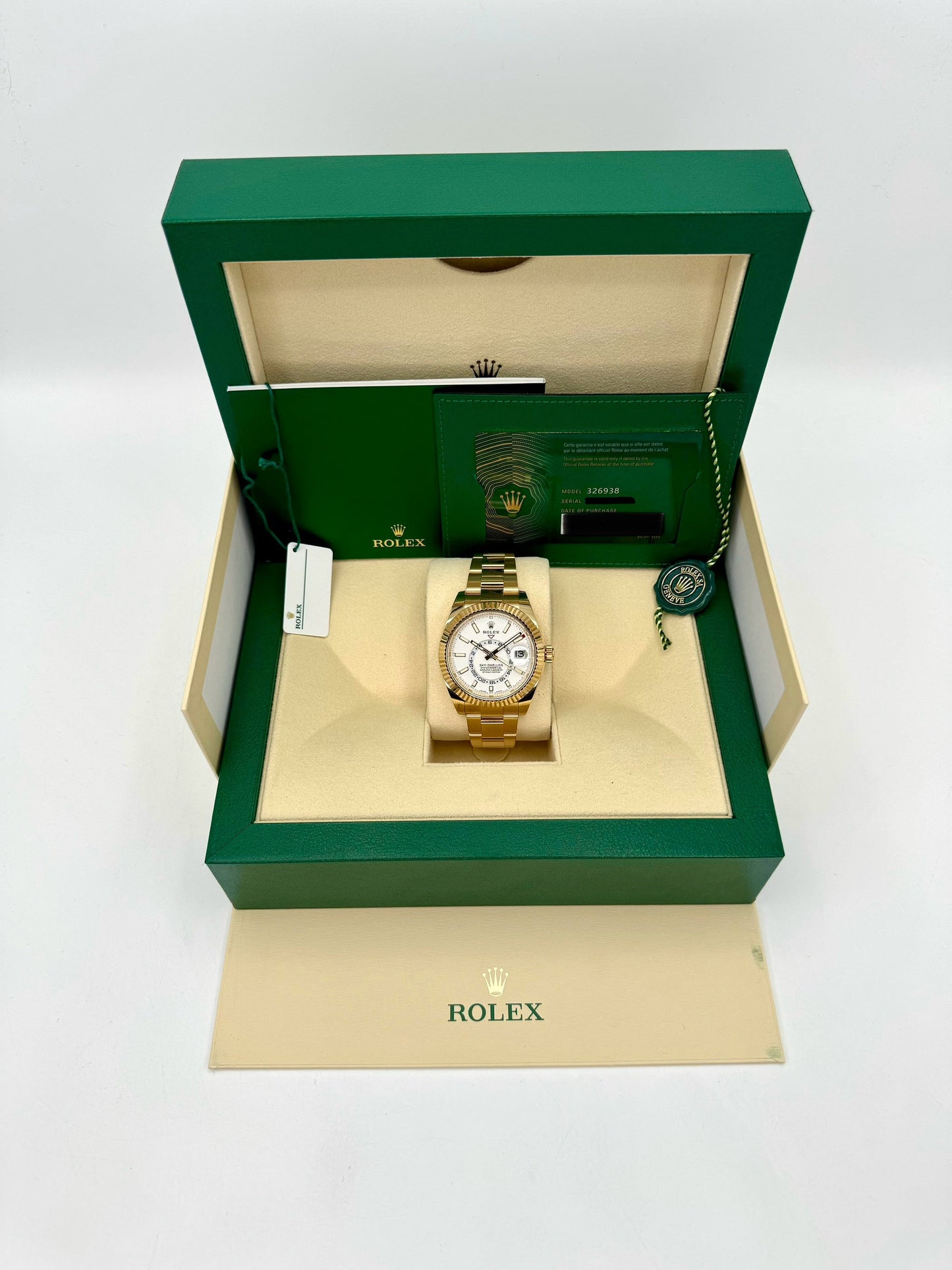 2022 Rolex Sky-Dweller 42mm 326938 Yellow Gold White Dial - MyWatchLLC
