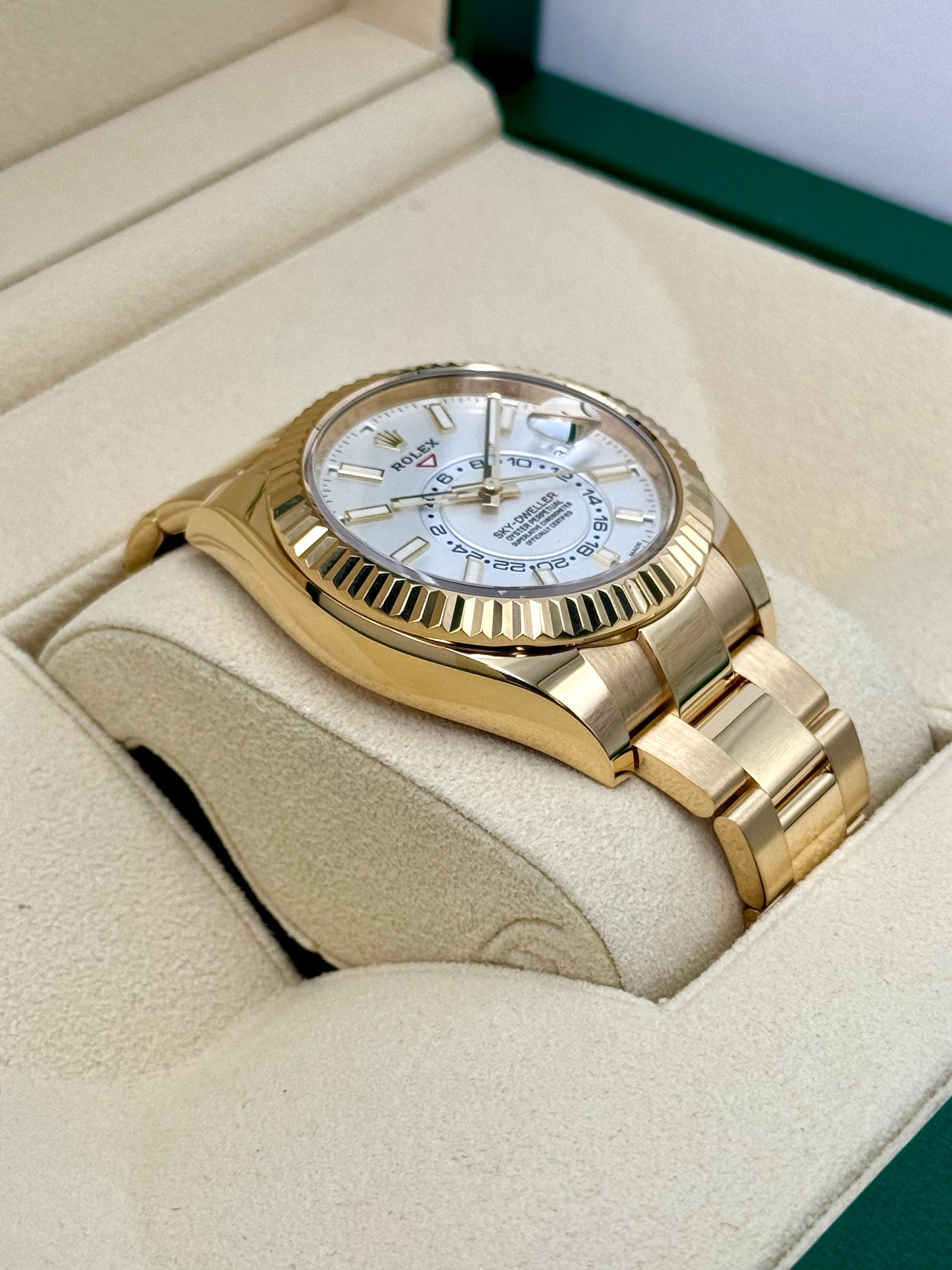 2022 Rolex Sky-Dweller 42mm 326938 Yellow Gold White Dial - MyWatchLLC
