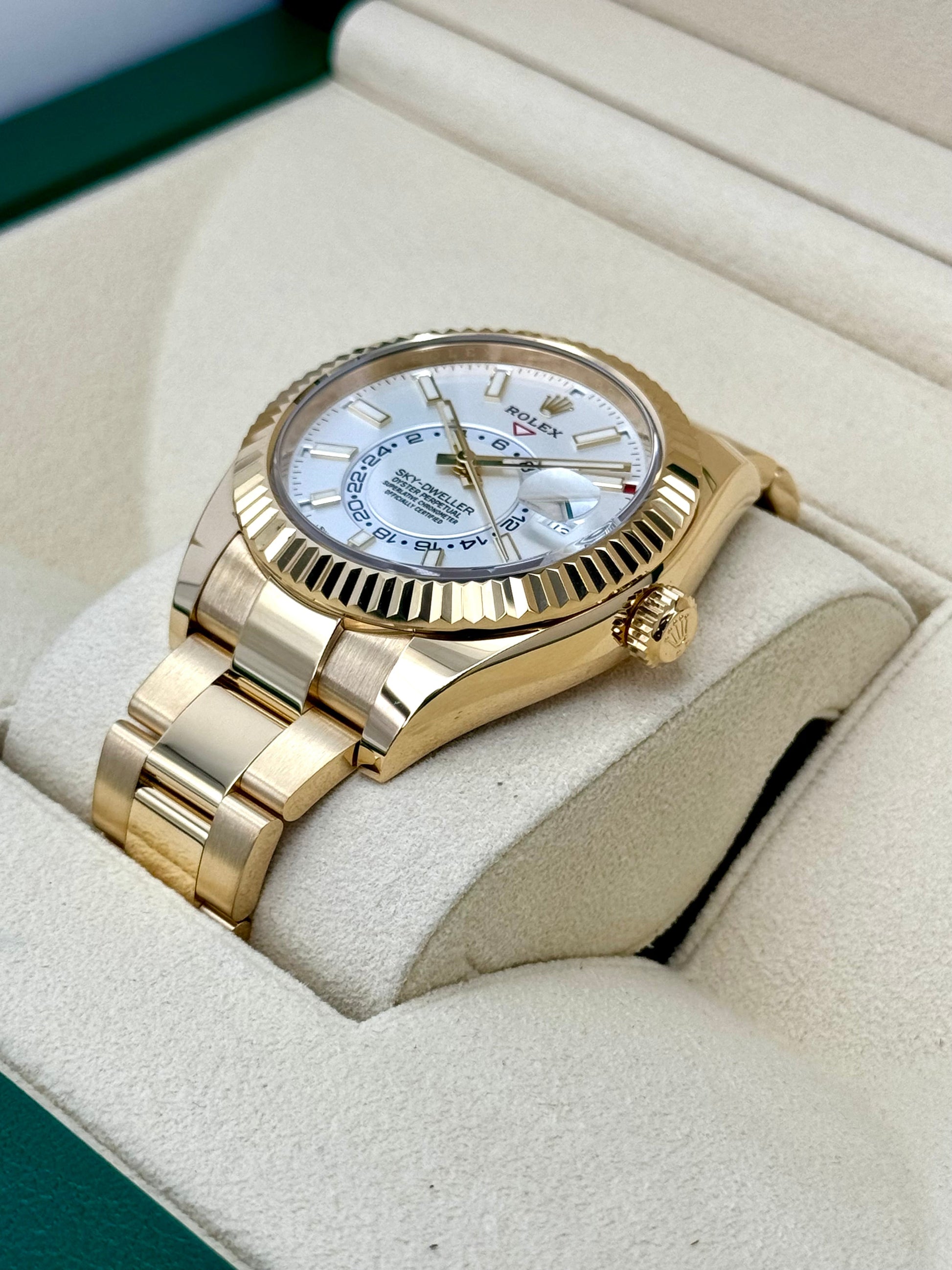 2022 Rolex Sky-Dweller 42mm 326938 Yellow Gold White Dial - MyWatchLLC