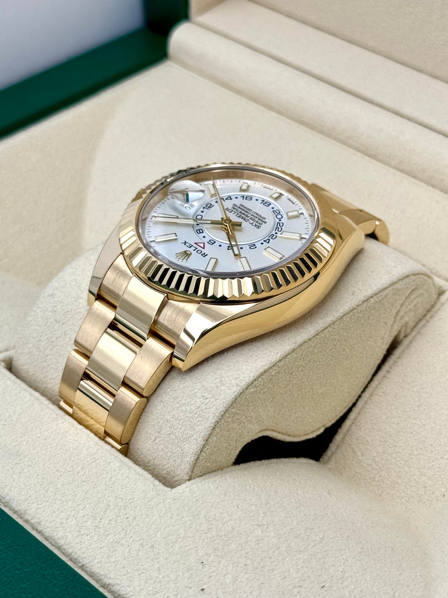 2022 Rolex Sky-Dweller 42mm 326938 Yellow Gold White Dial - MyWatchLLC